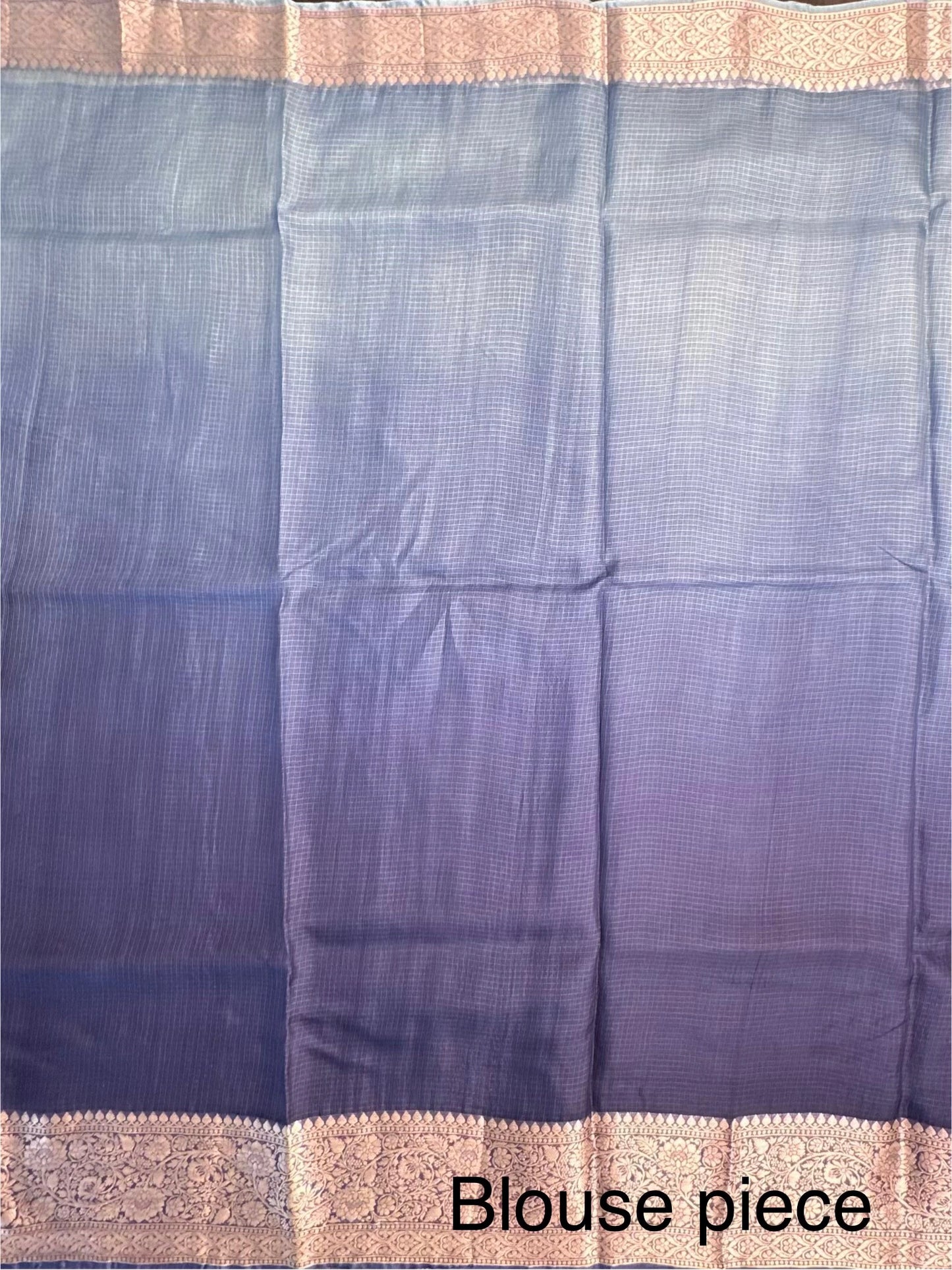Shaded Navy Blue Pure Kota Doria Silk Saree