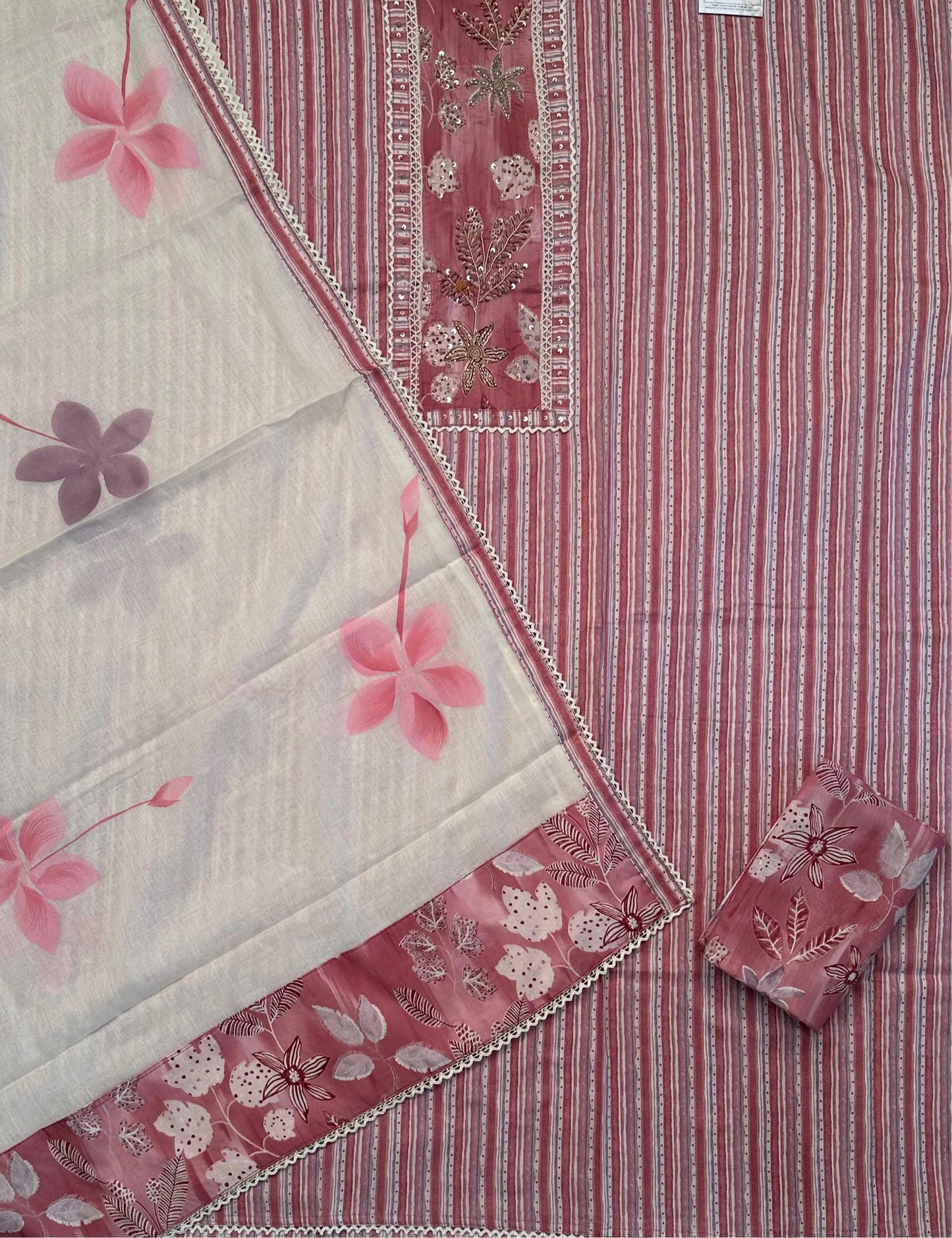 Dusky Pink Jaipuri Necktie Cotton 3-Piece Suit