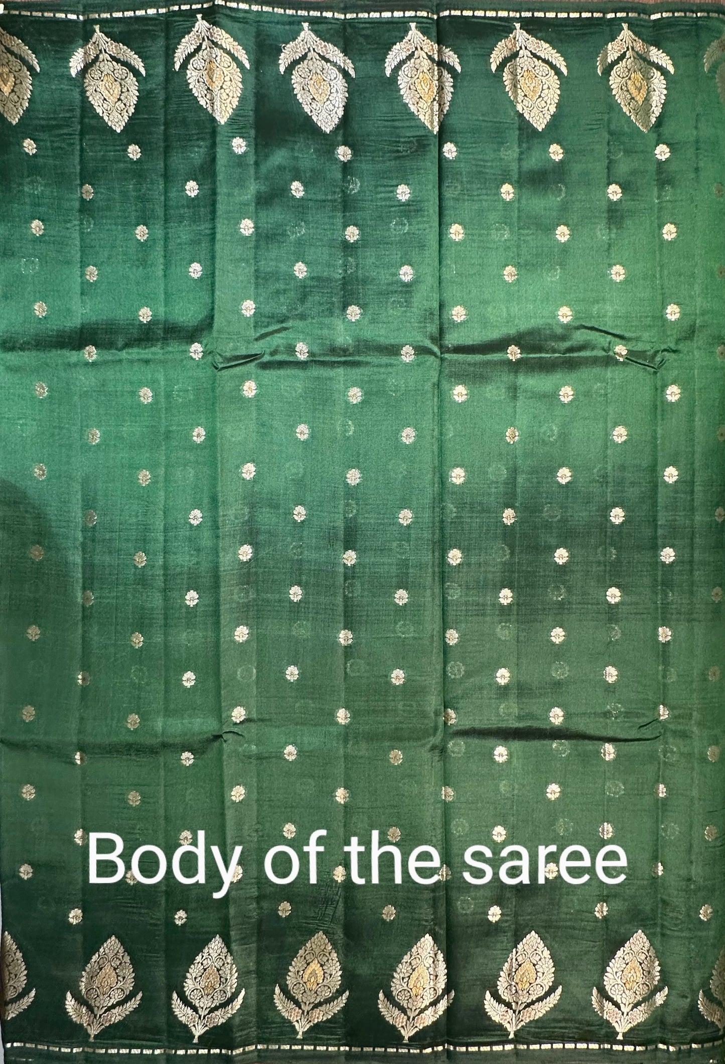 Bottle Green Dupion Rewa Silk Saree