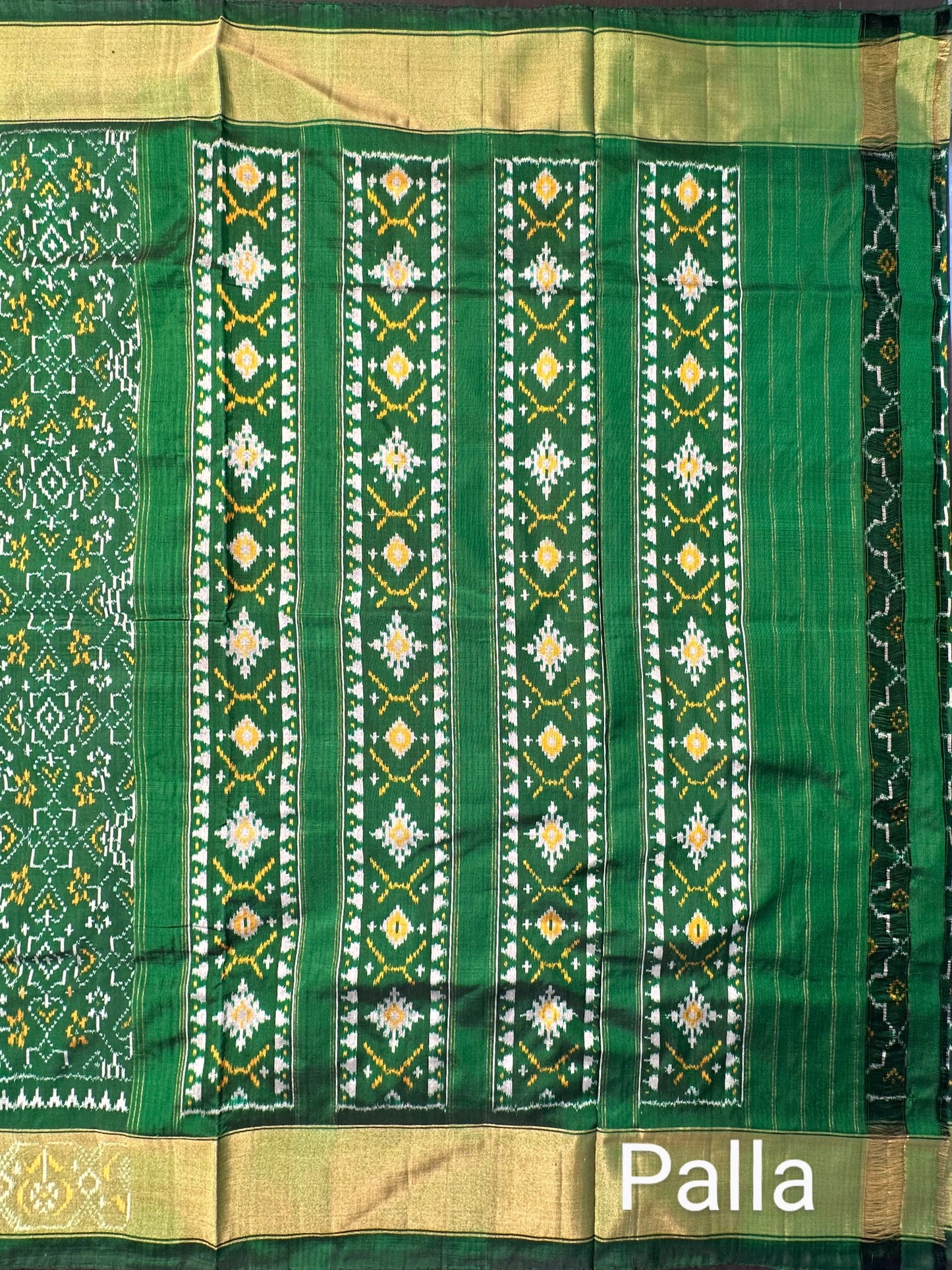 Bottle Green Patola Gharchola Handloom Silk Saree