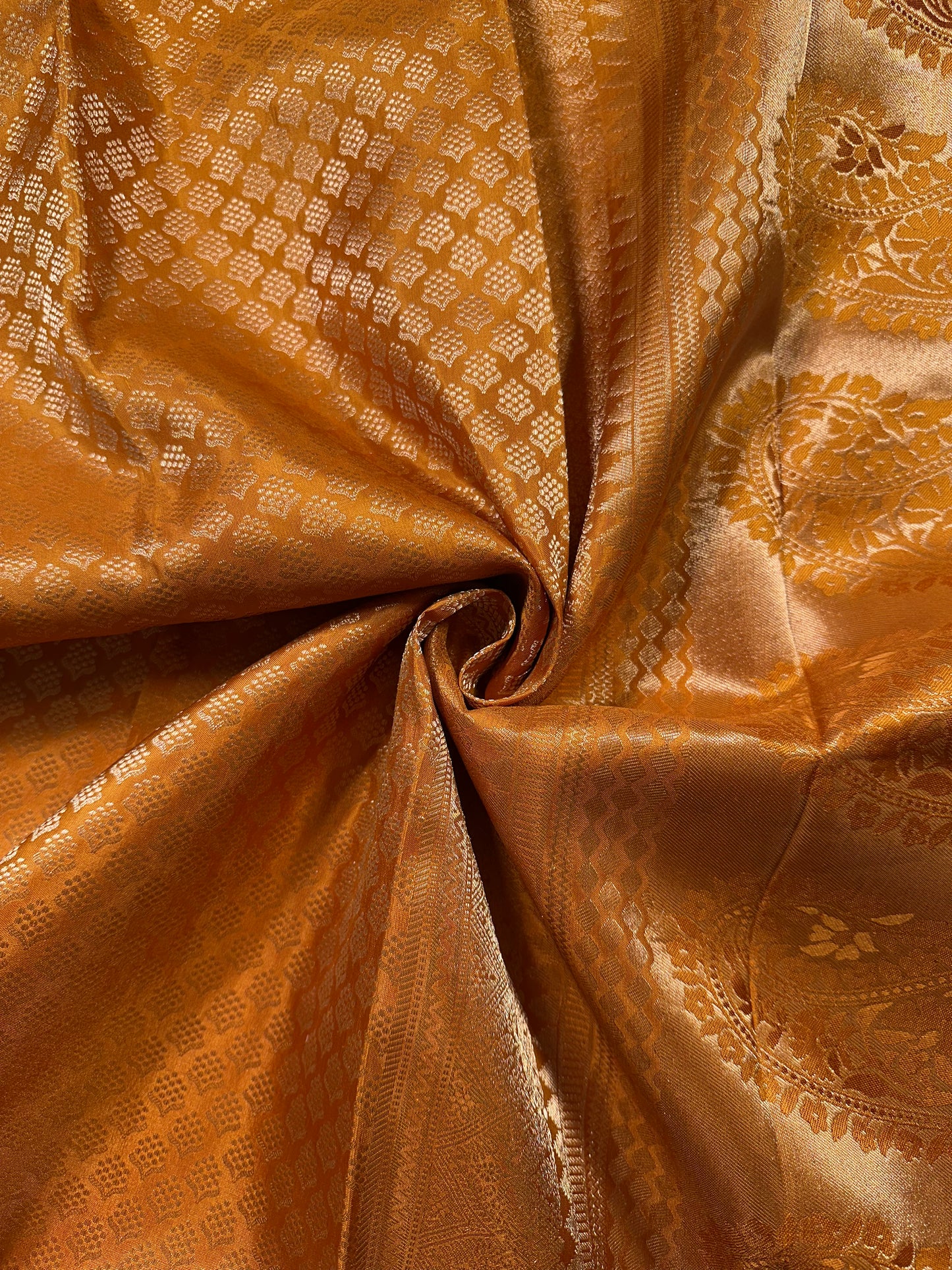 Mustard Handloom Kanjivaram Jamawar Pure Silk Saree