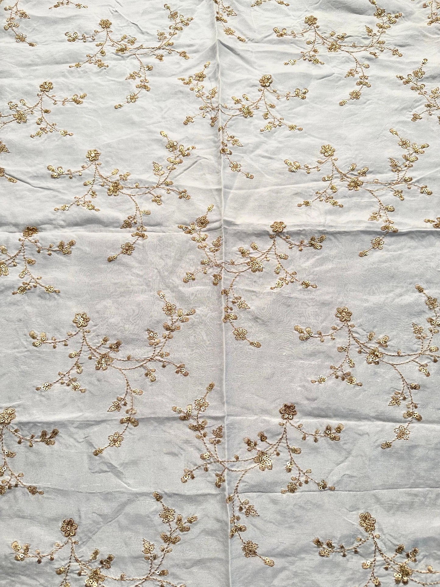Off-White Sequins Work Viscose Fabric