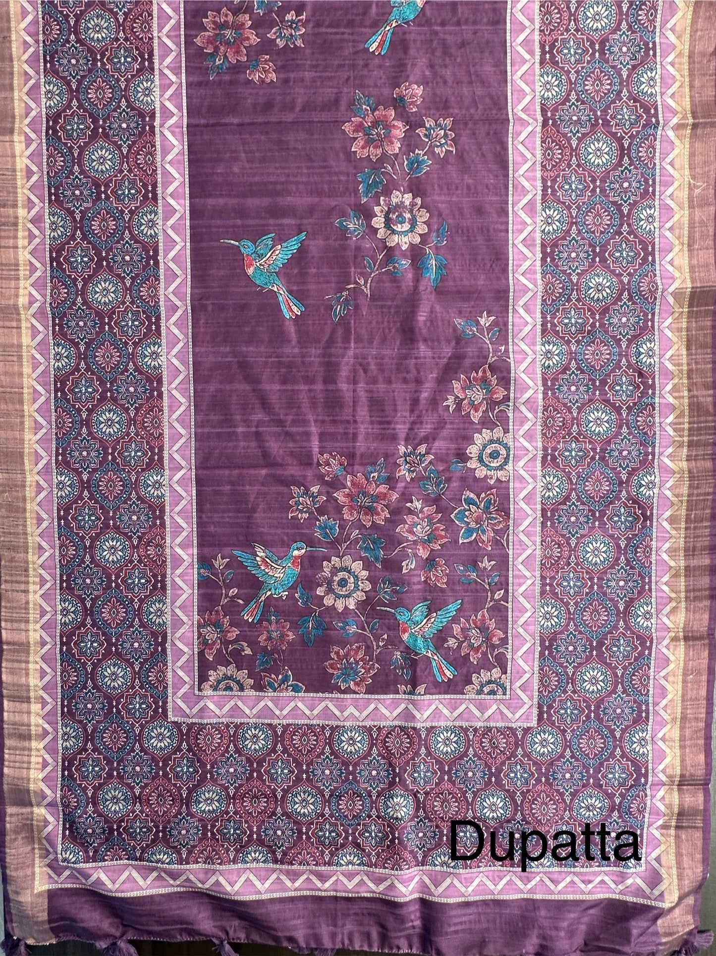 Purple Fancy Cotton 3-Piece Suit