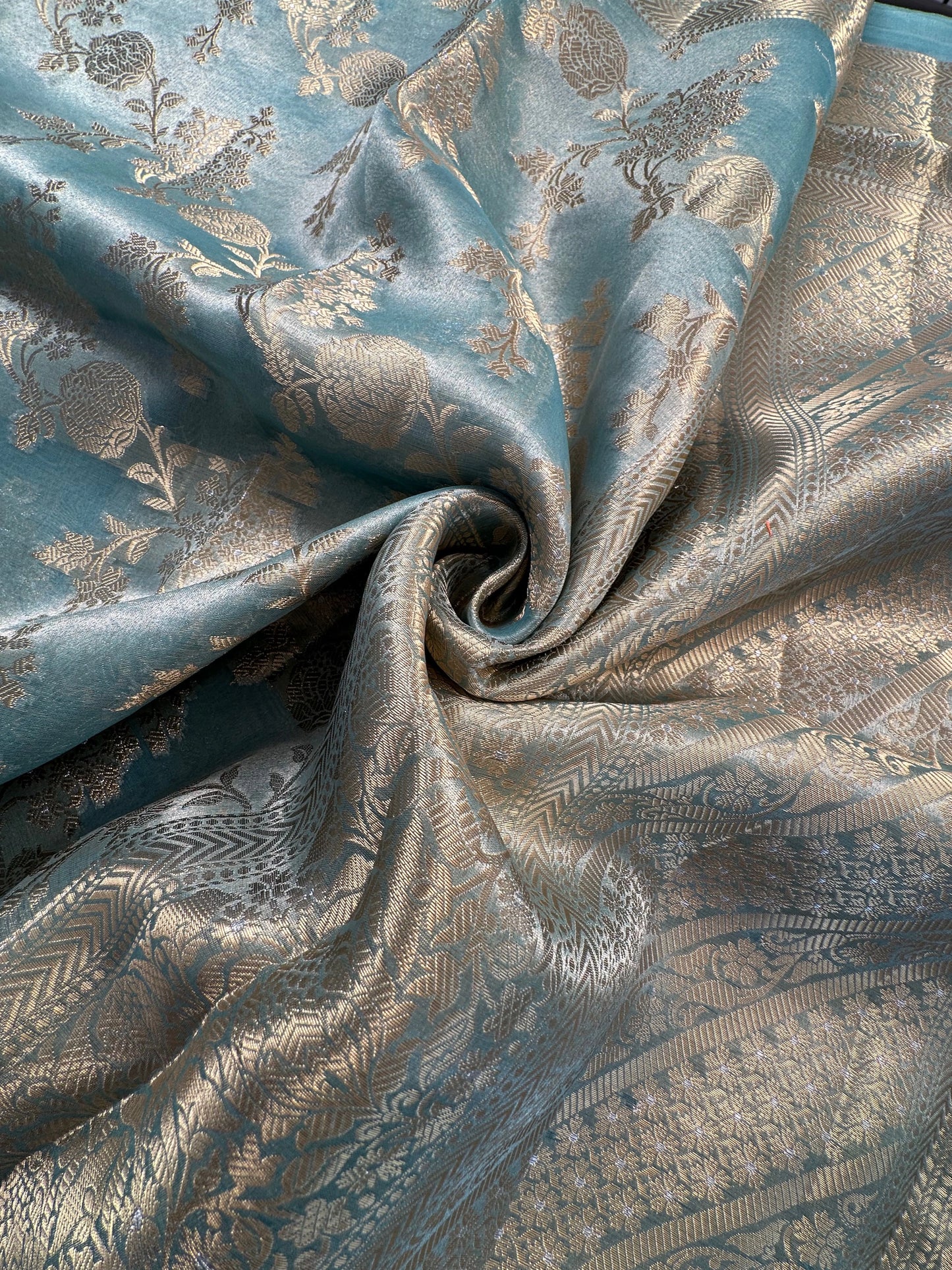 Sky Blue Tissue Silk Saree