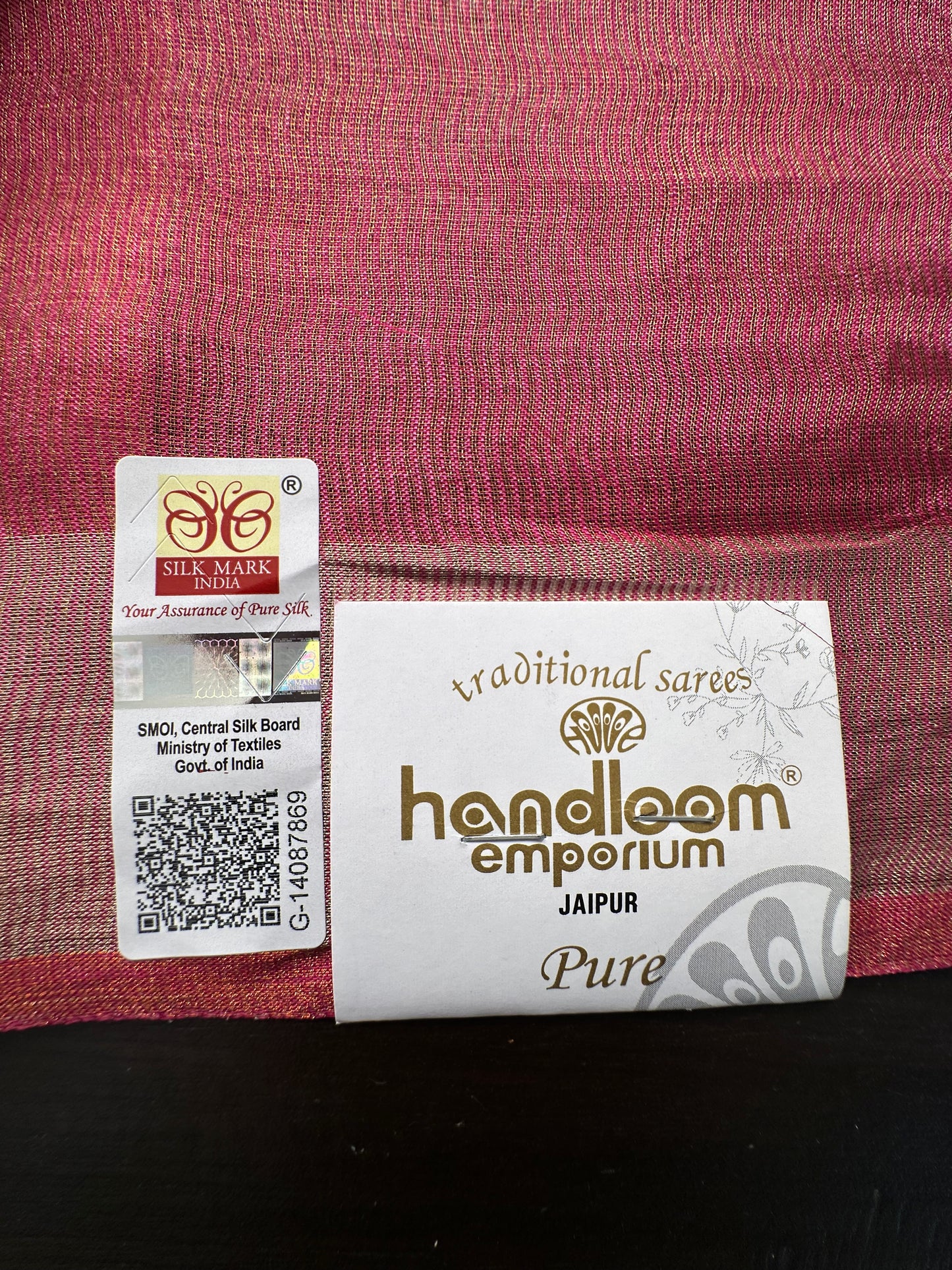 Rani Emboss Pure Tissue Silk Saree