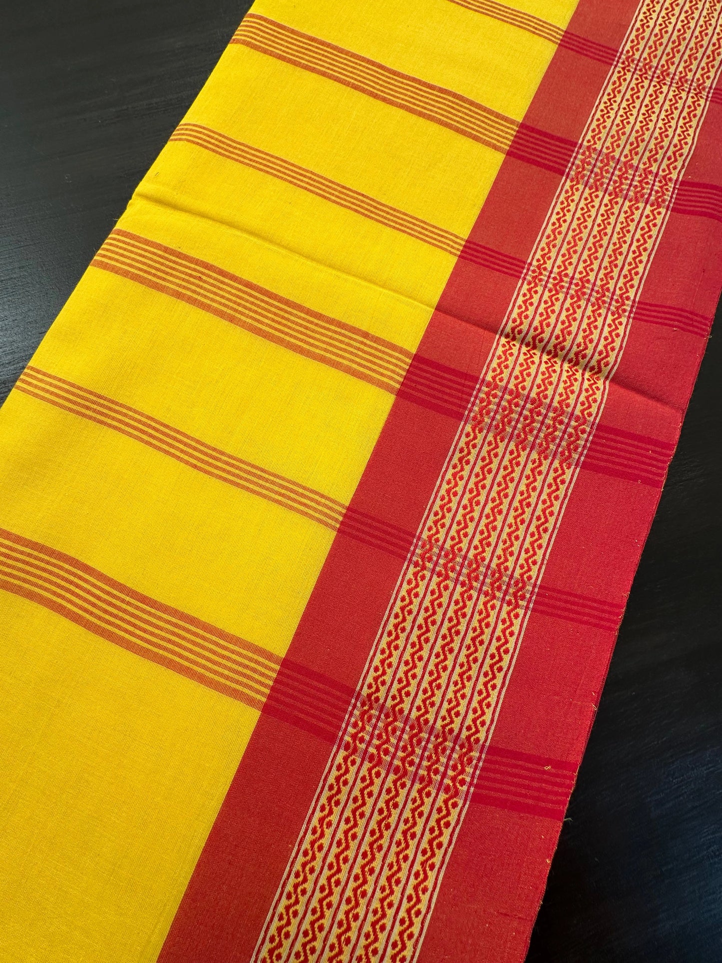 Yellow-Red Tripura Cotton Saree
