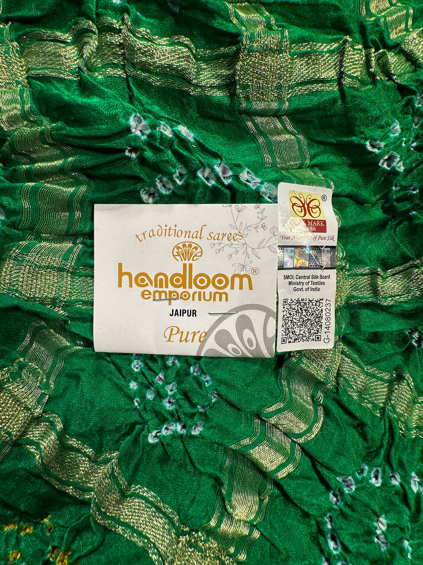 Green Gharchola Bandhej Gajji Silk Saree