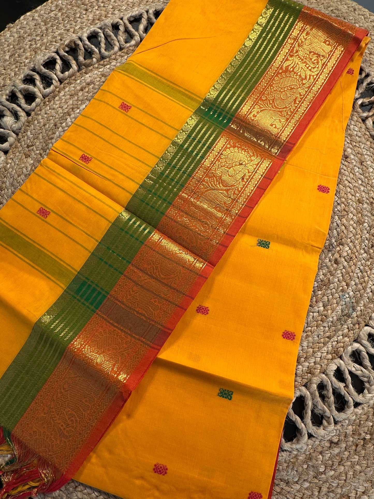Orange Narayanpet Cotton Saree