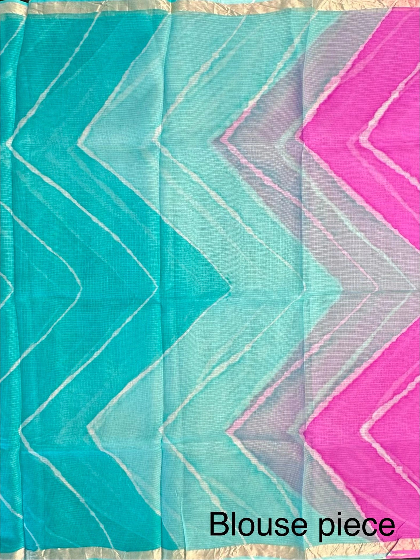 Purple-Sea Green Leheriya Kota Doria Pure Silk Saree
