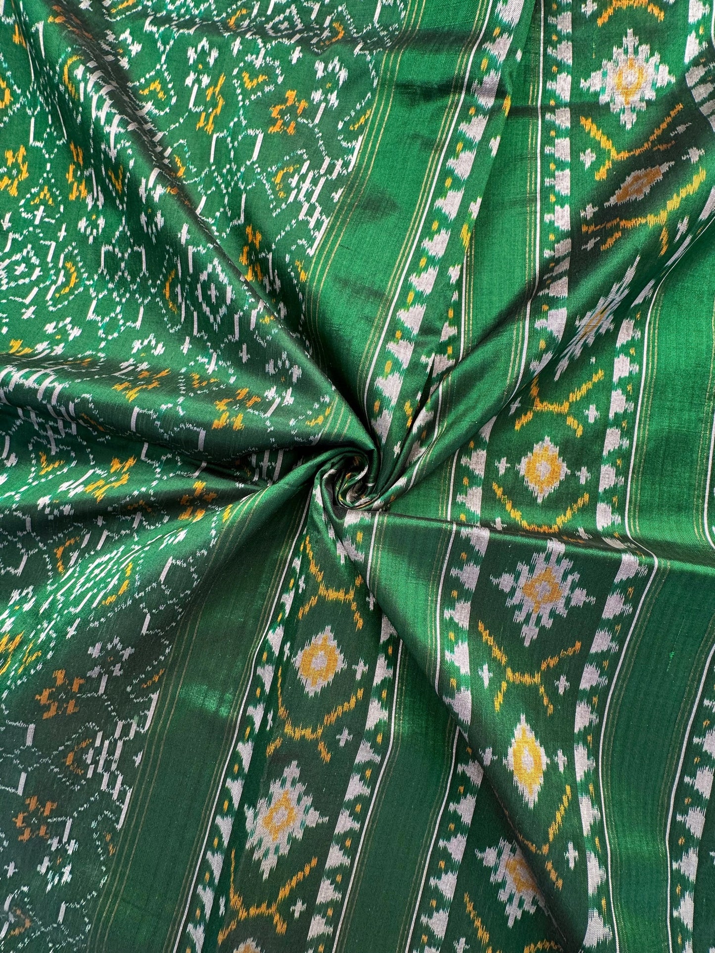 Bottle Green Patola Gharchola Handloom Silk Saree