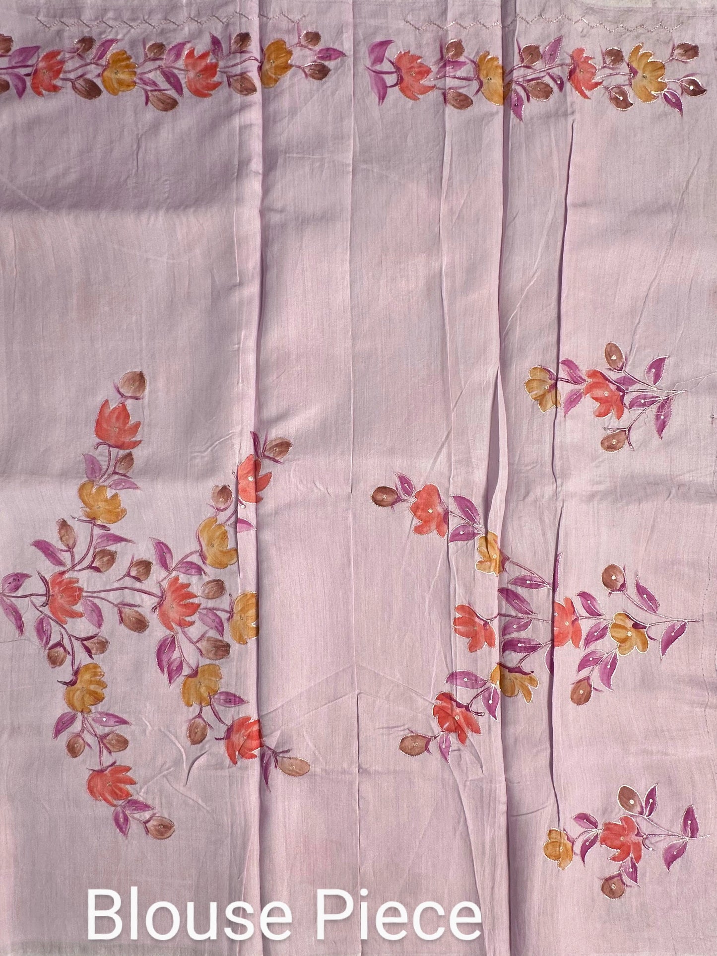 Mauve Floral Print Organza Saree