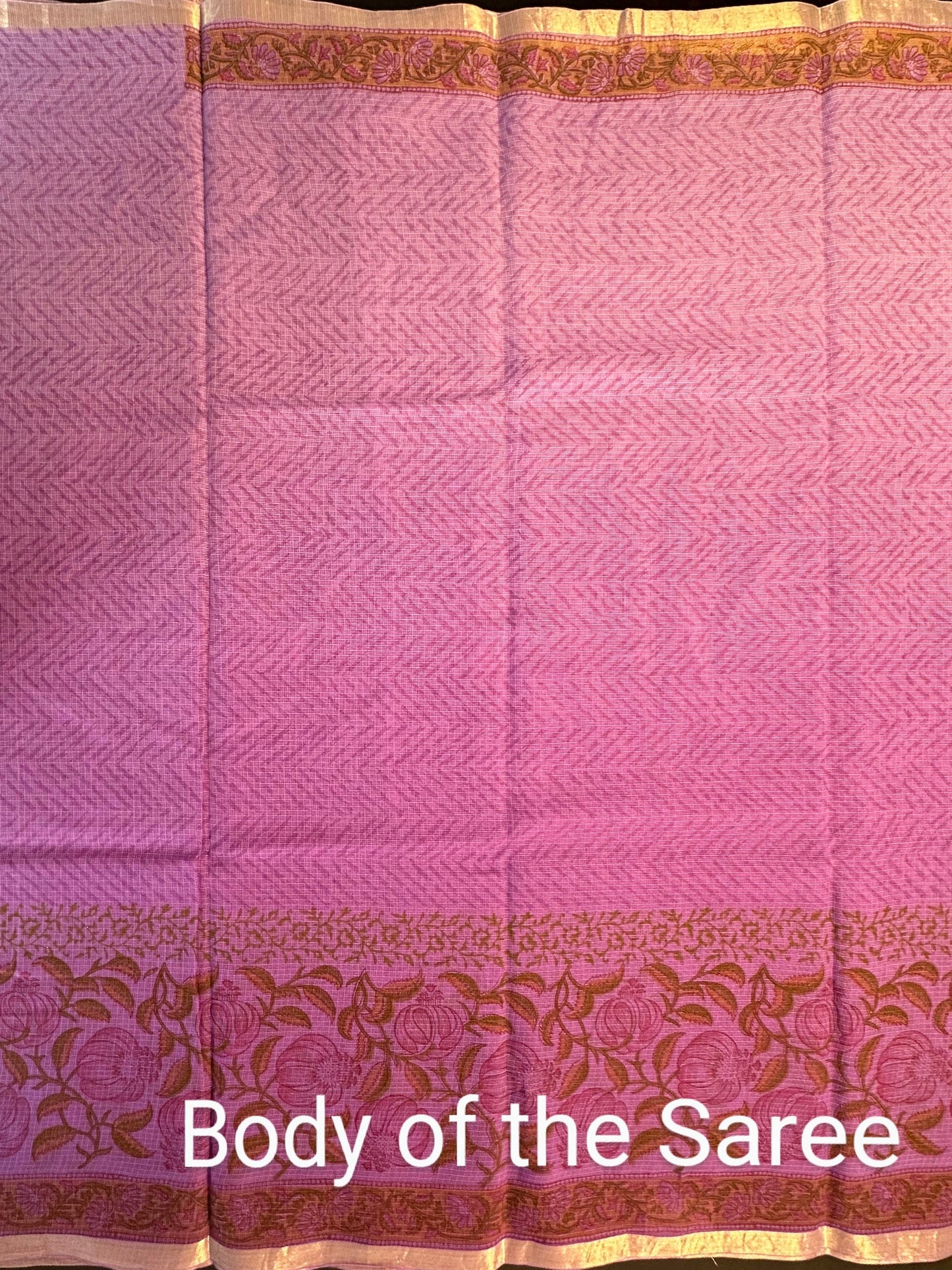 Purple Block Print Kota Doria Cotton Saree