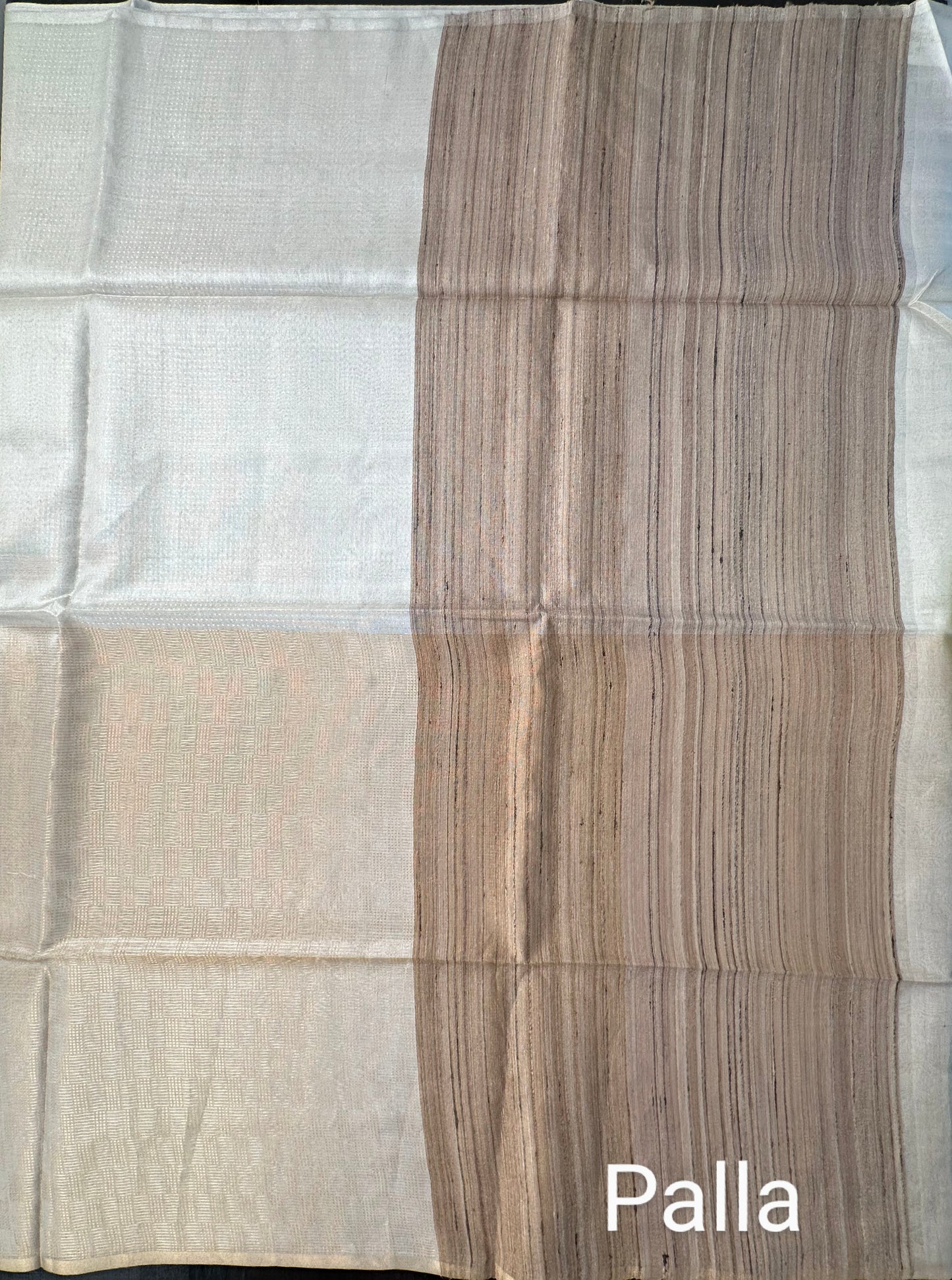 Golden-Silver Emboss Tissue Silk Saree