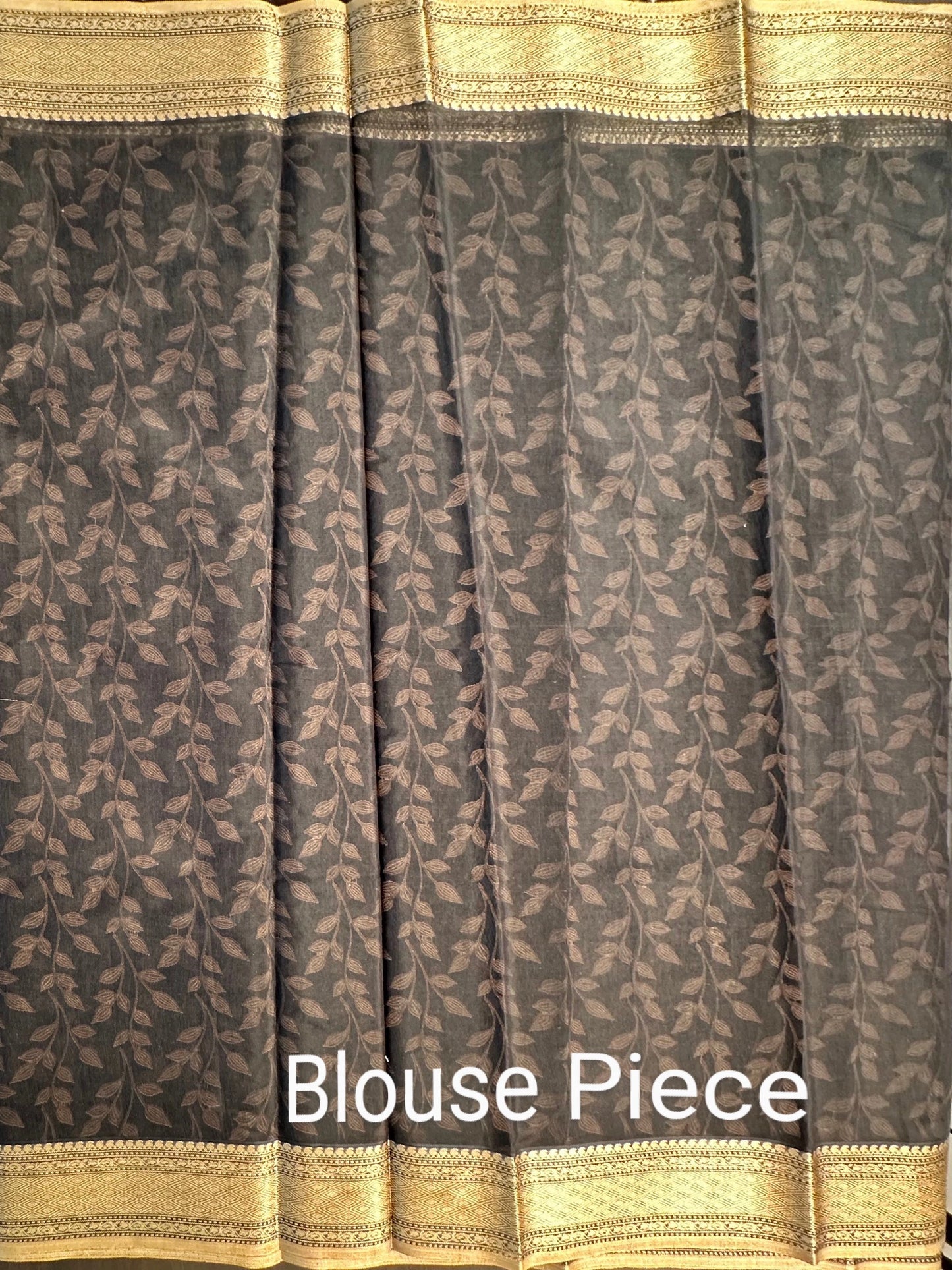 Black Floral Emboss Chanderi Saree