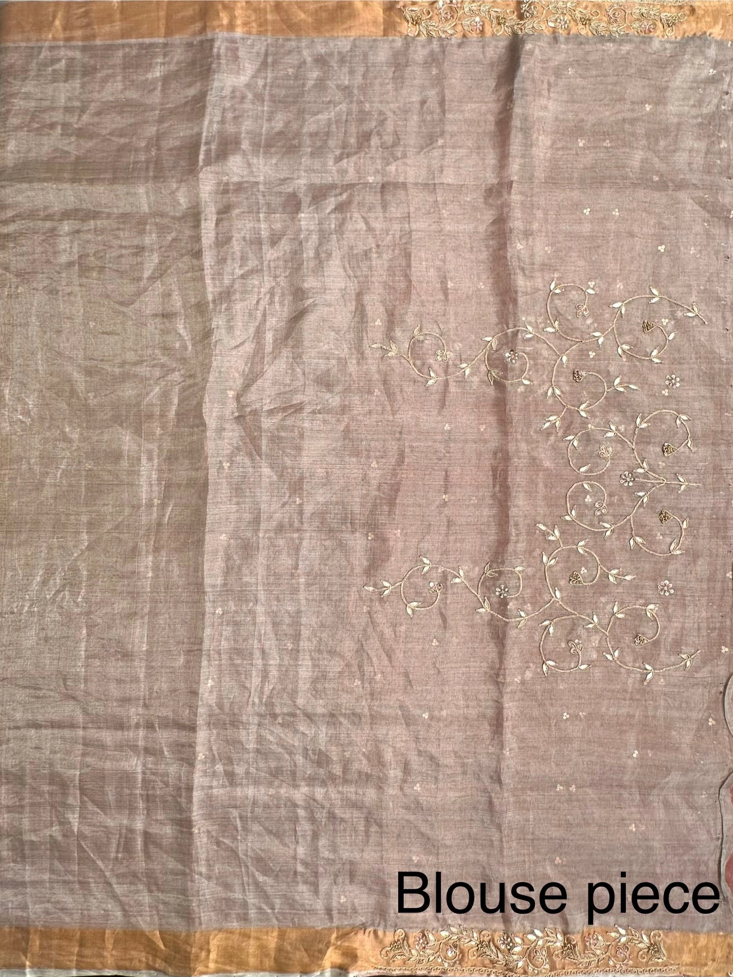 Dusky Pink- Silver Tissue Silk Saree with Hand Work