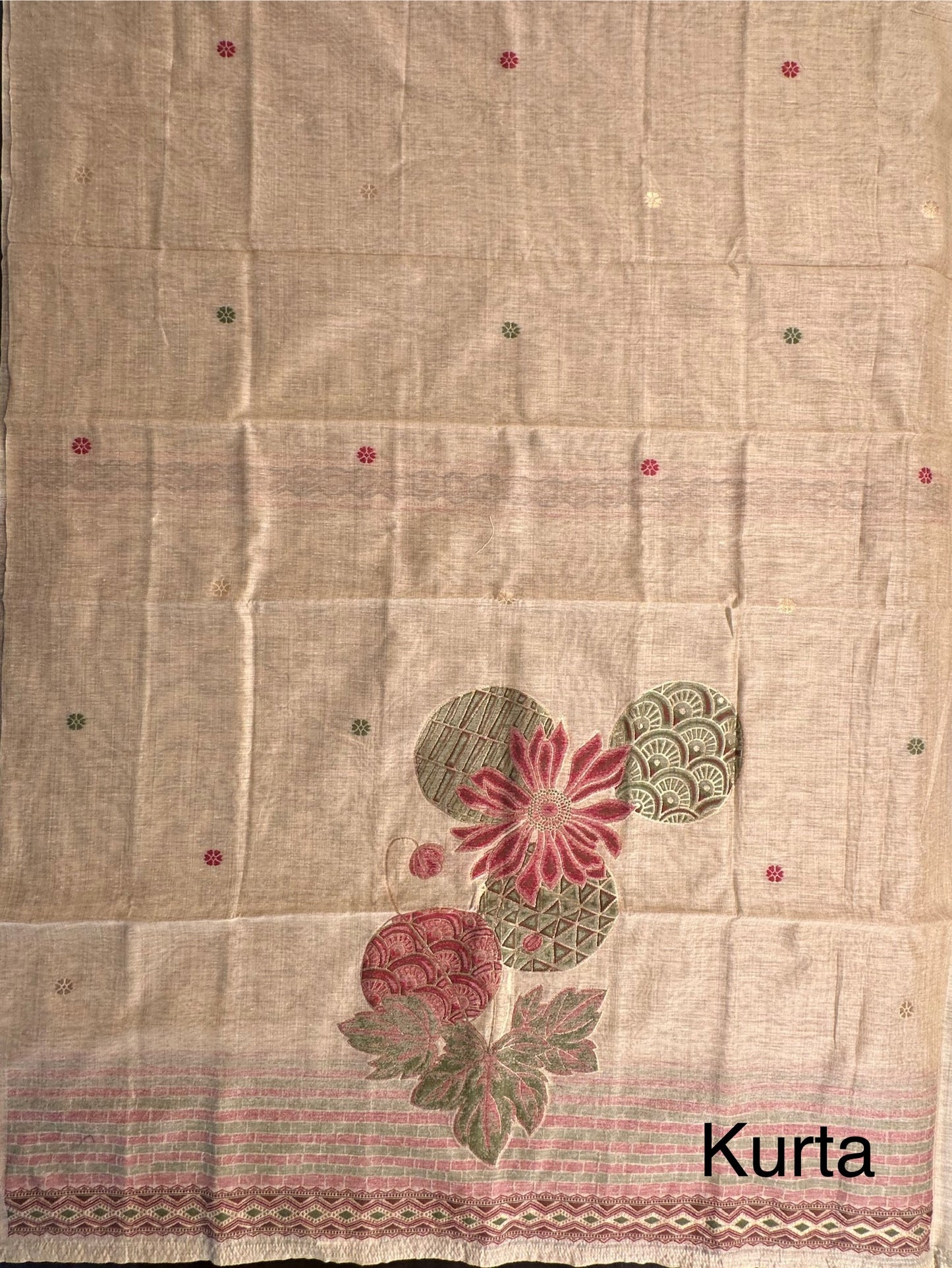 Beige Jamdani Cotton 3-Piece Suit