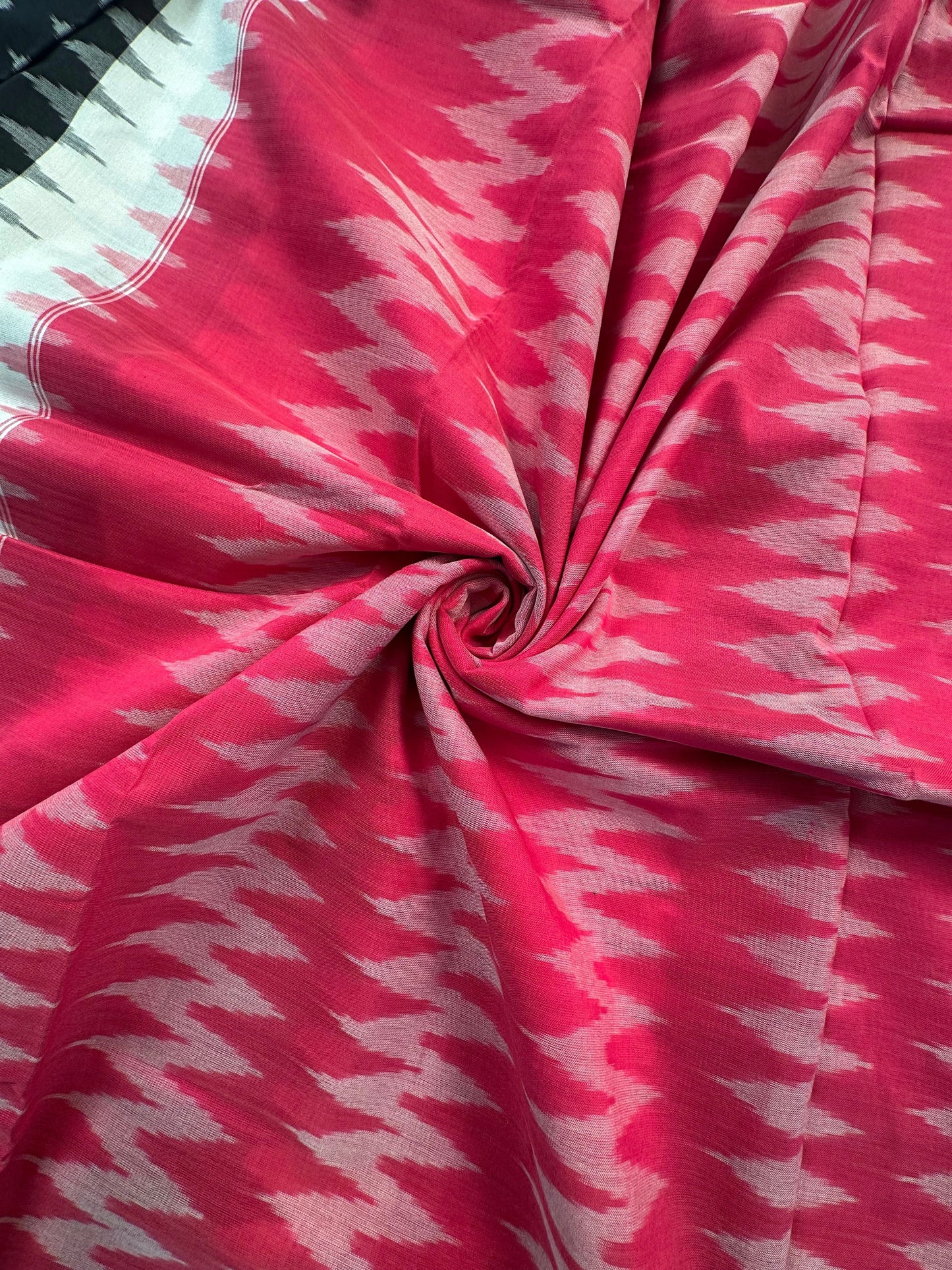 Black-Pink Ikkat Cotton Saree