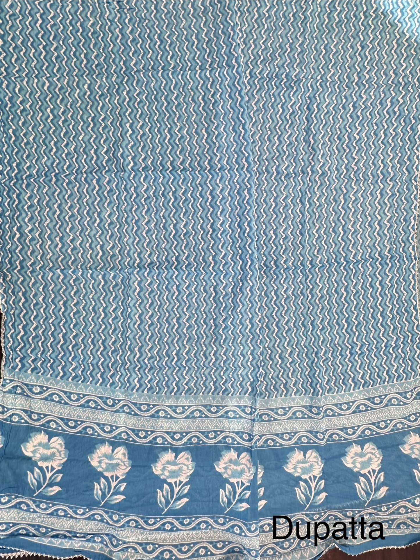 Blue Jaipuri Necktie Cotton 3-Piece Suit