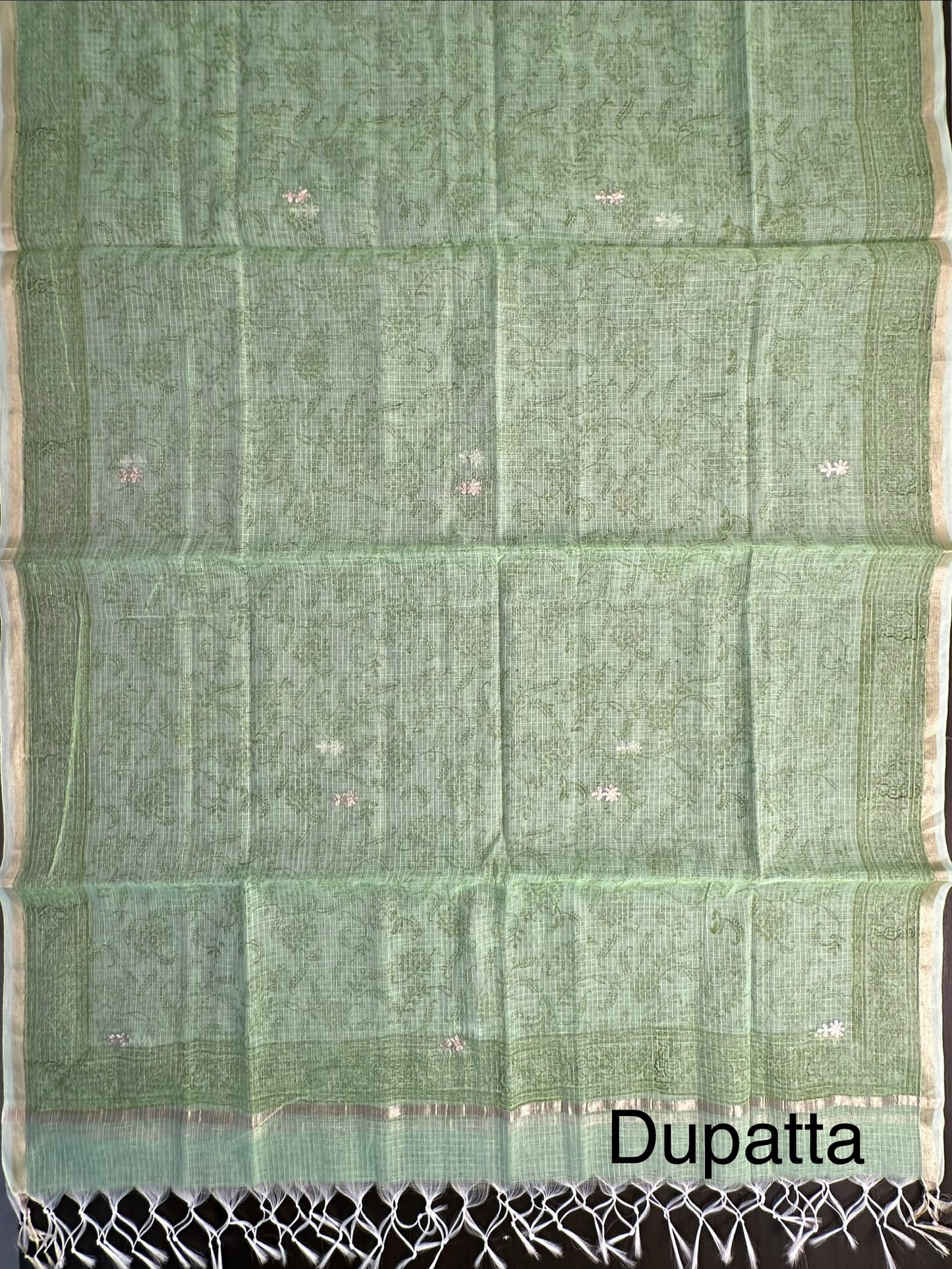 Parrot Green 4-Piece Kota Doria Cotton Unstitched Suit