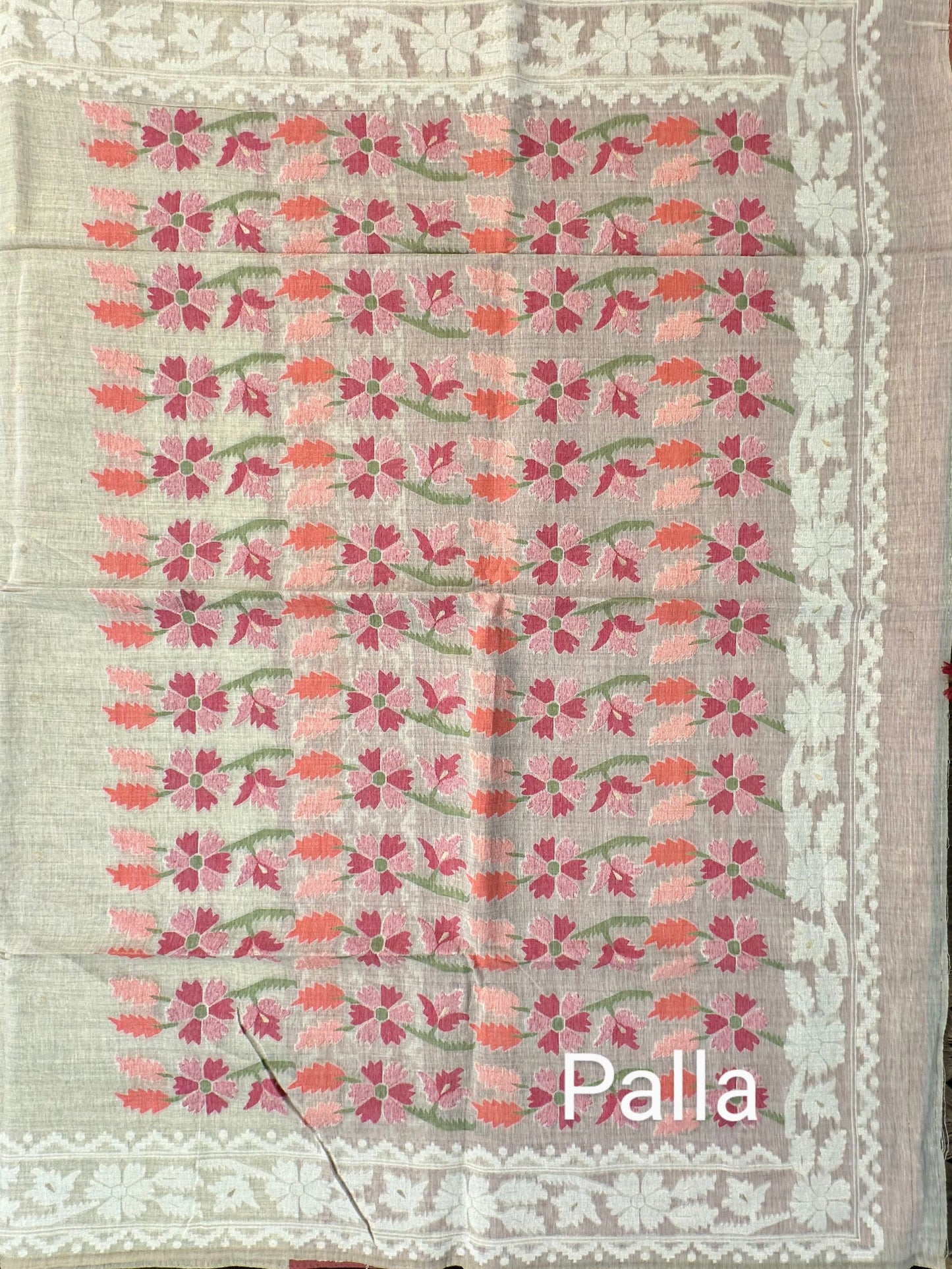 Beige-Peach Floral Weave Fancy Cotton Saree