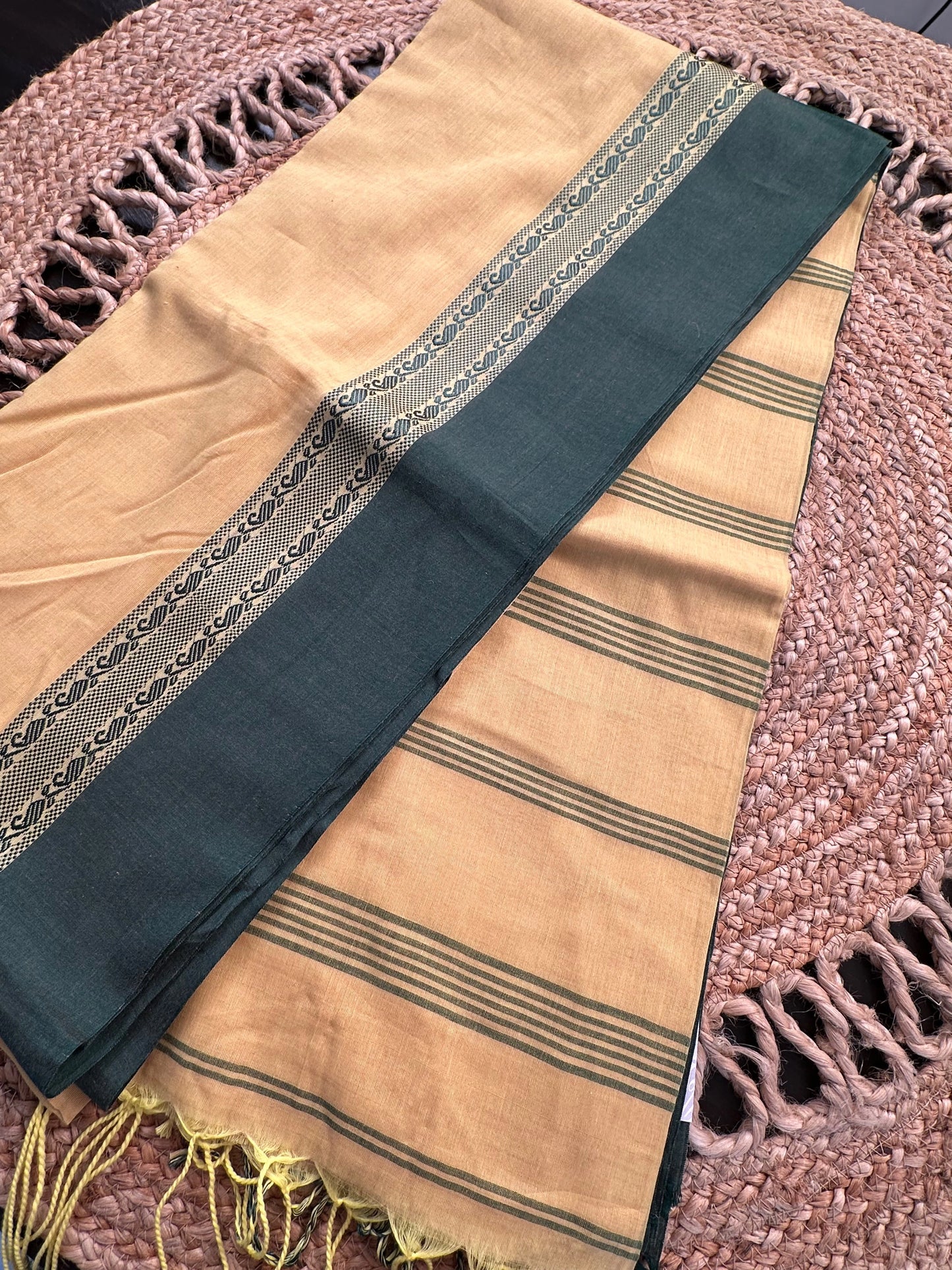 Yellow-Green Tripura Cotton Saree