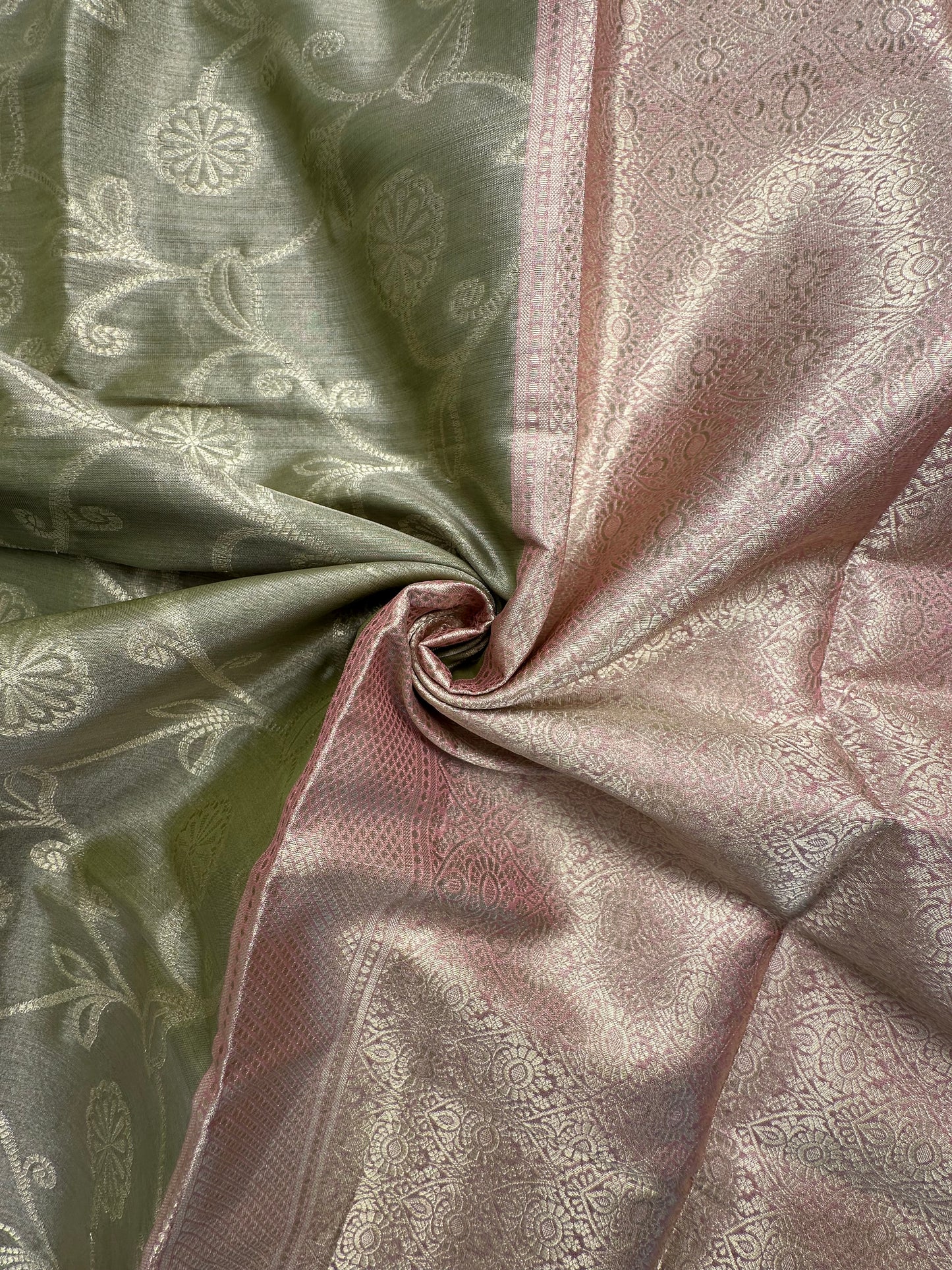 Pista Green -Pink Seerat Tissue Saree