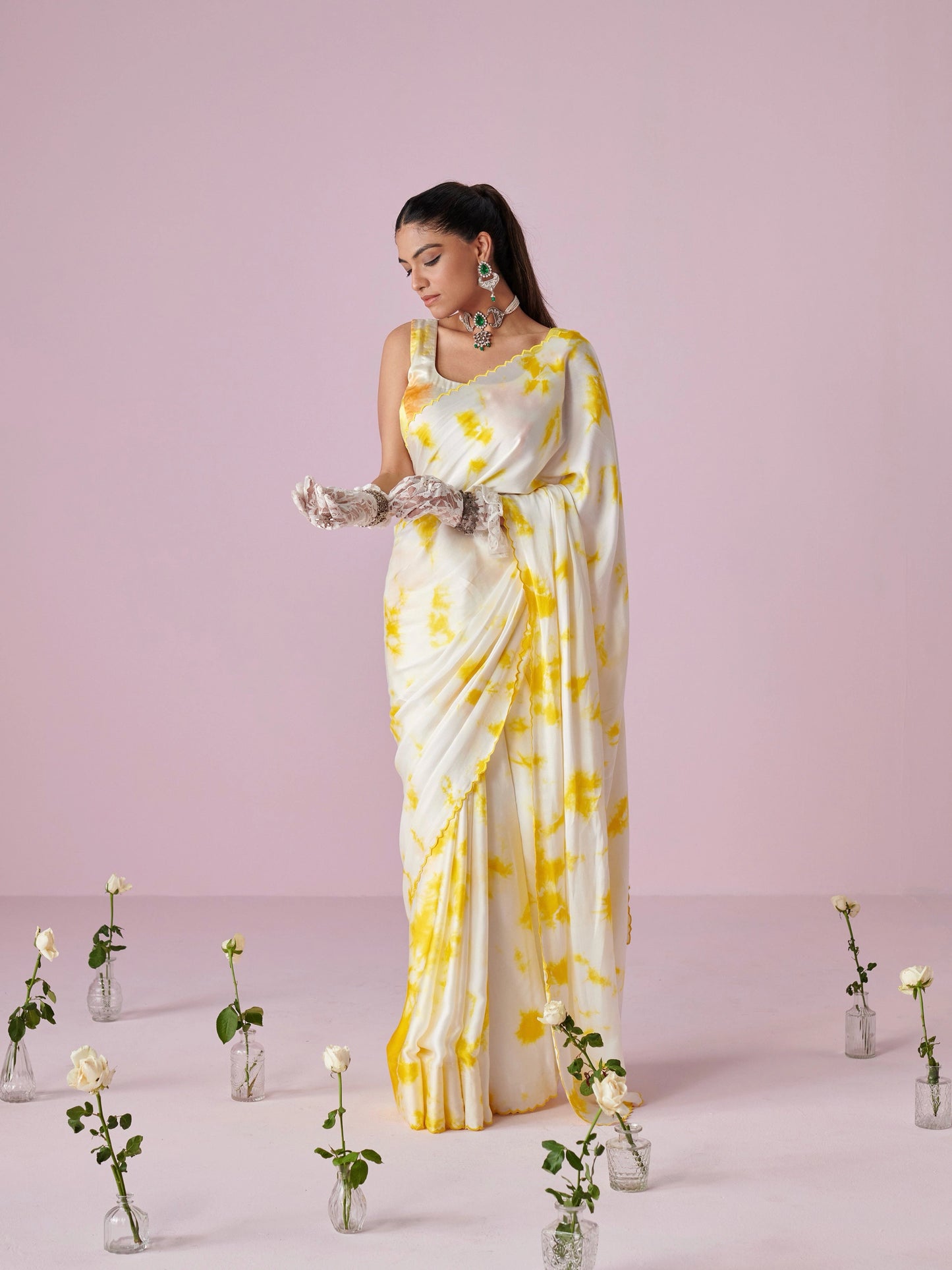 Abstract Satin Saree
