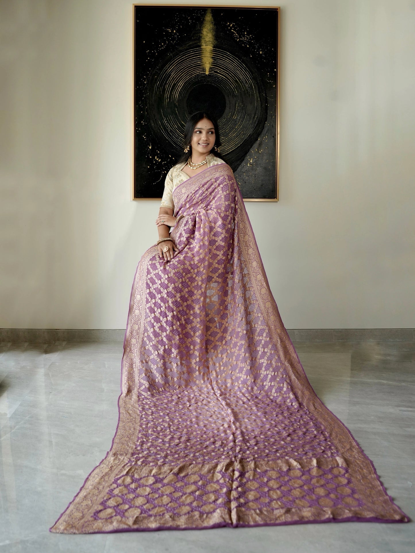 Pure Georgette Gharchola Bandhej Saree