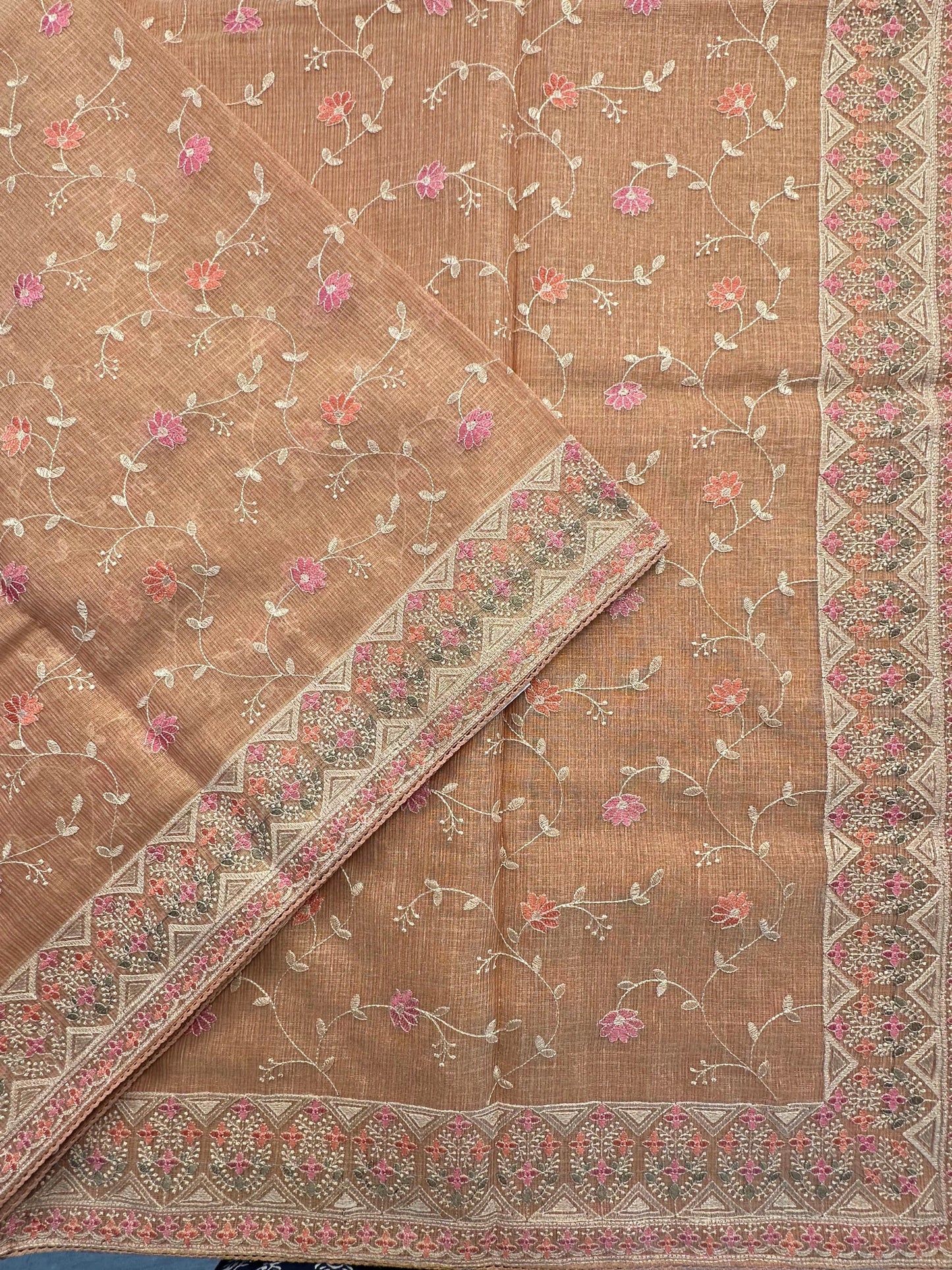 Peach Fancy Tissue Saree
