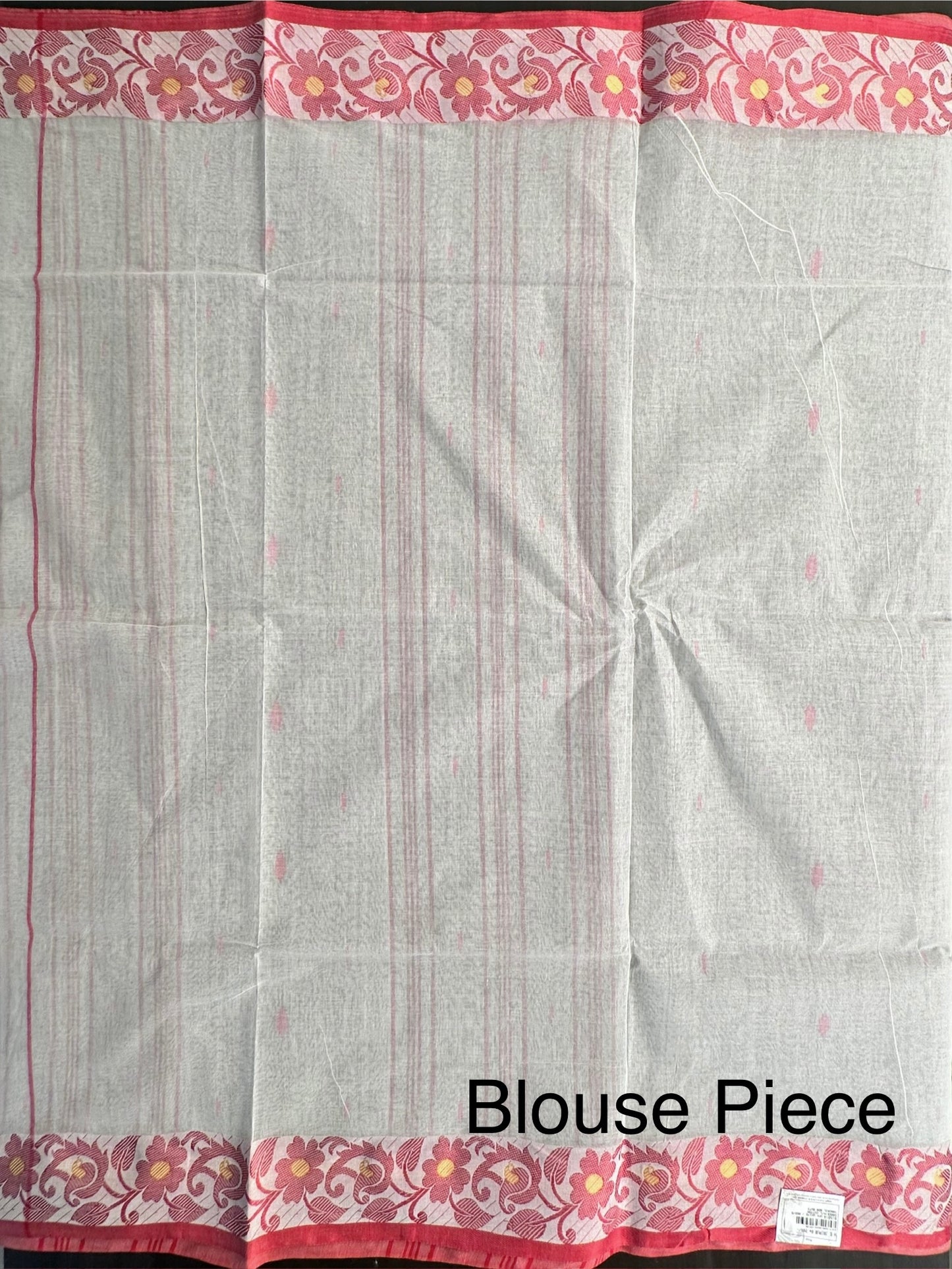 White Red Doodh Aalta Pure Cotton Saree