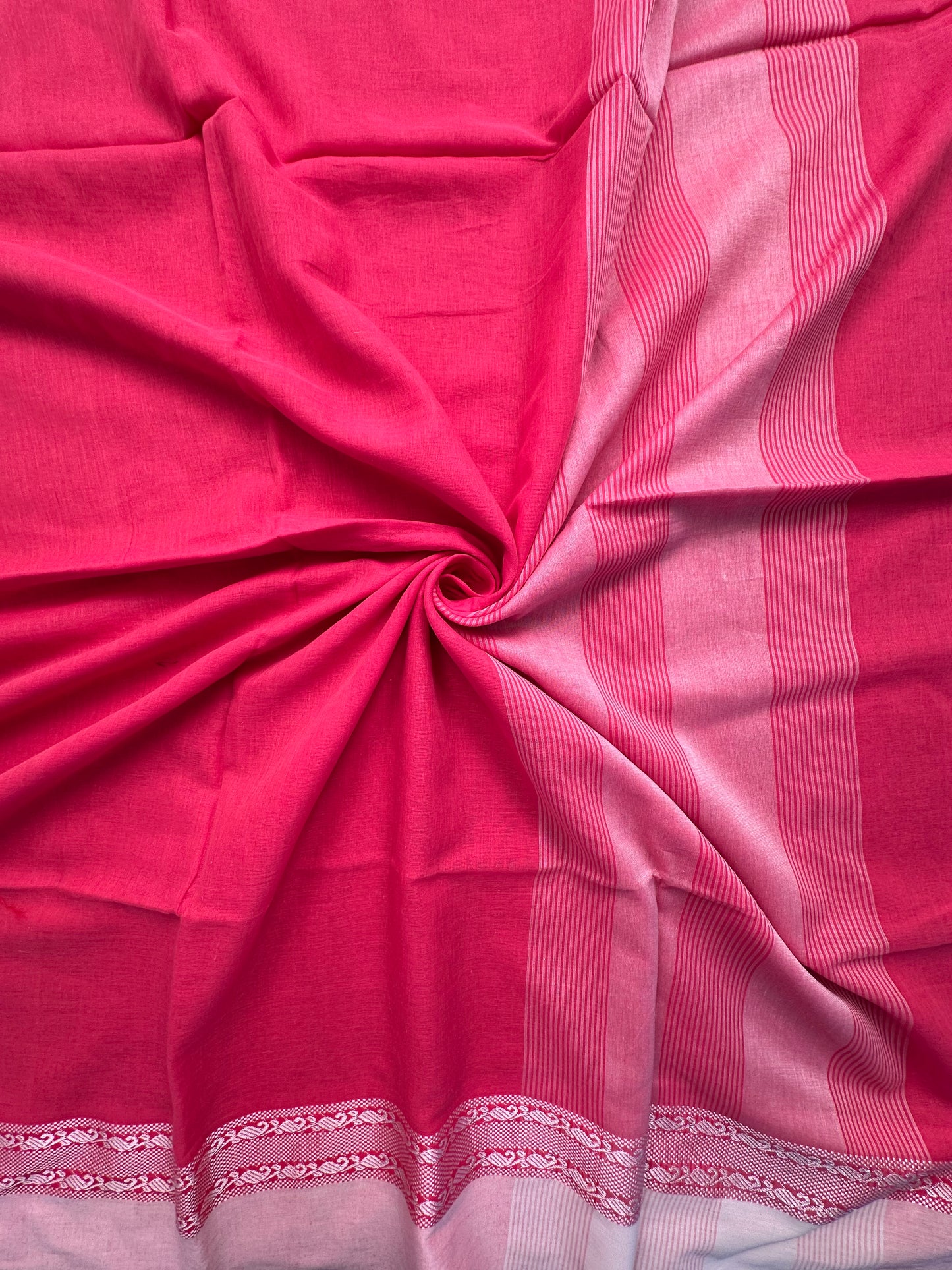 Pink Piku Bengal Cotton Saree