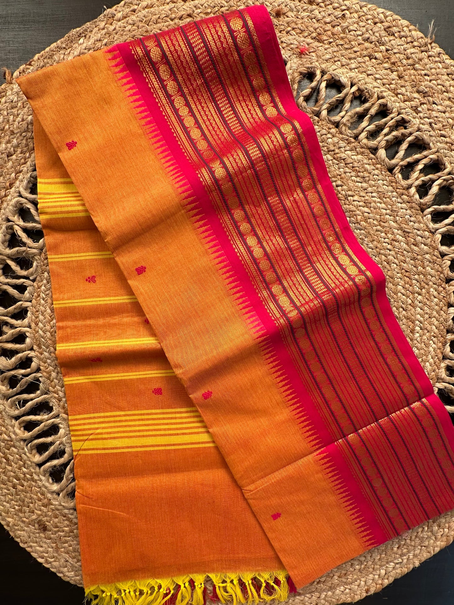 Mustard Narayanpet Cotton Saree