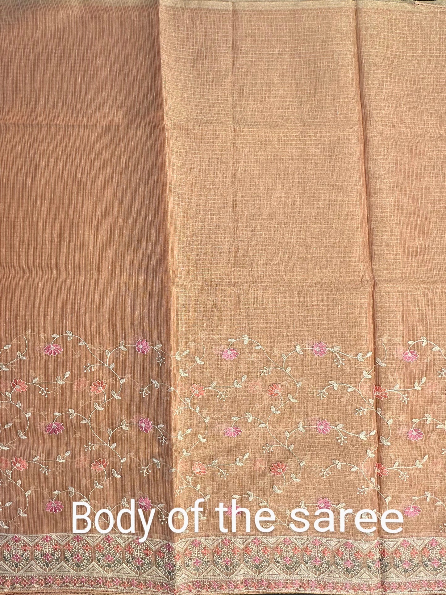 Peach Fancy Tissue Saree