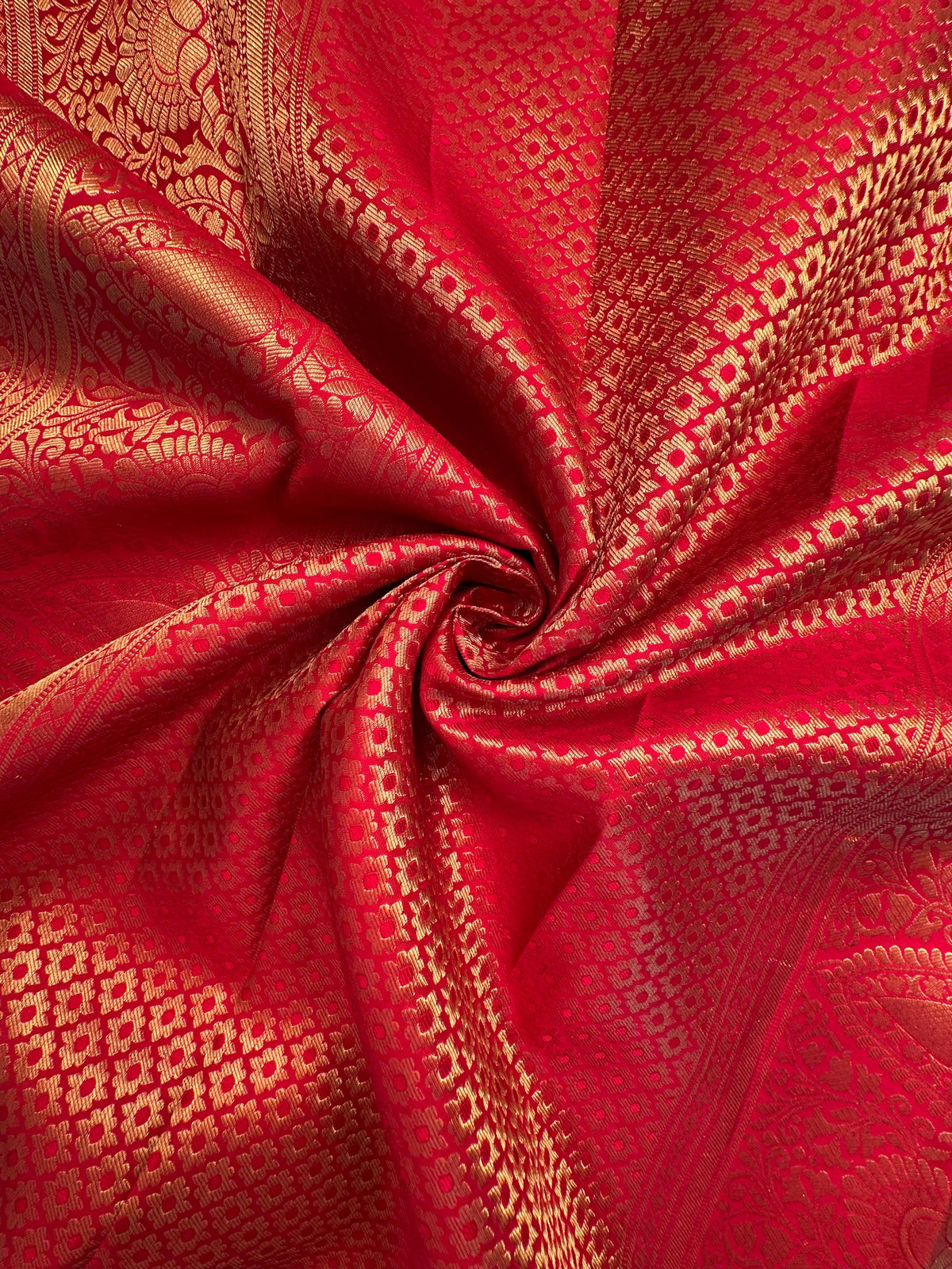Red Handloom Kanjivaram Jamawar Pure Silk Saree