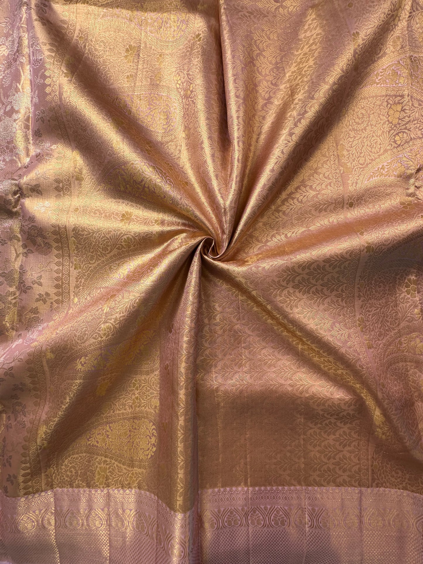 Baby Pink Handloom Jamawar Pure Tissue Silk Saree