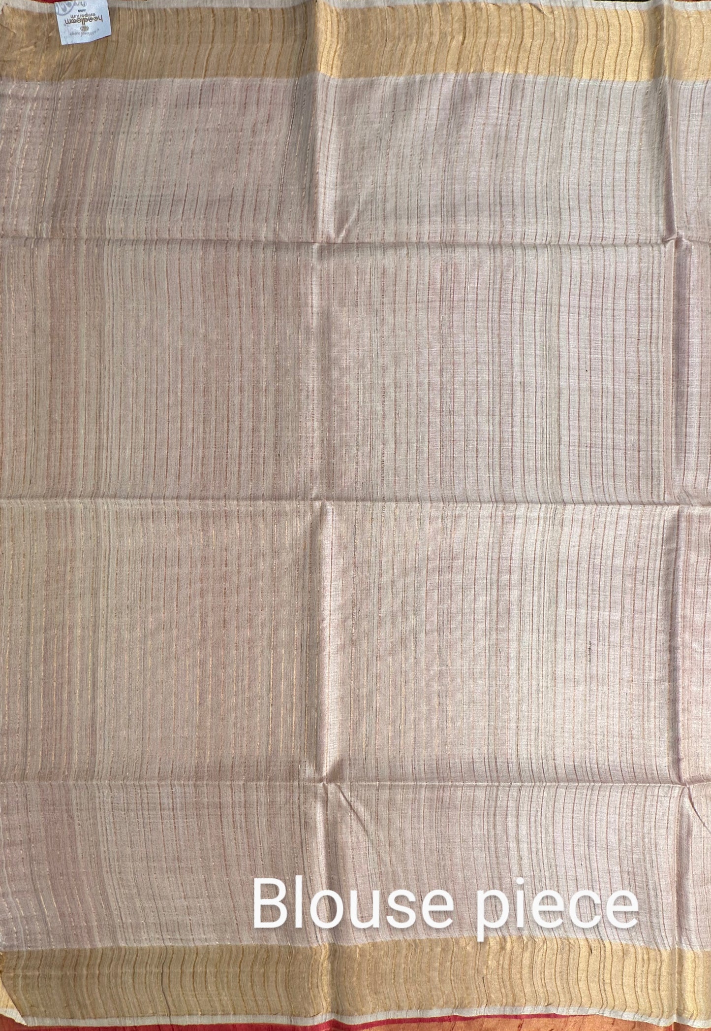 Coral Pink-Beige Handloom Tussar Silk Saree