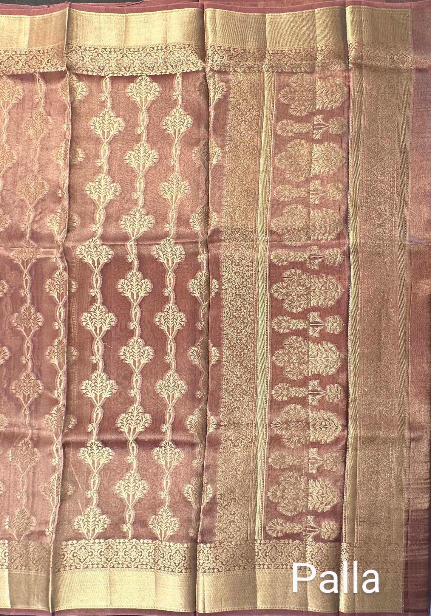Dusky Pink Tissue Silk Saree
