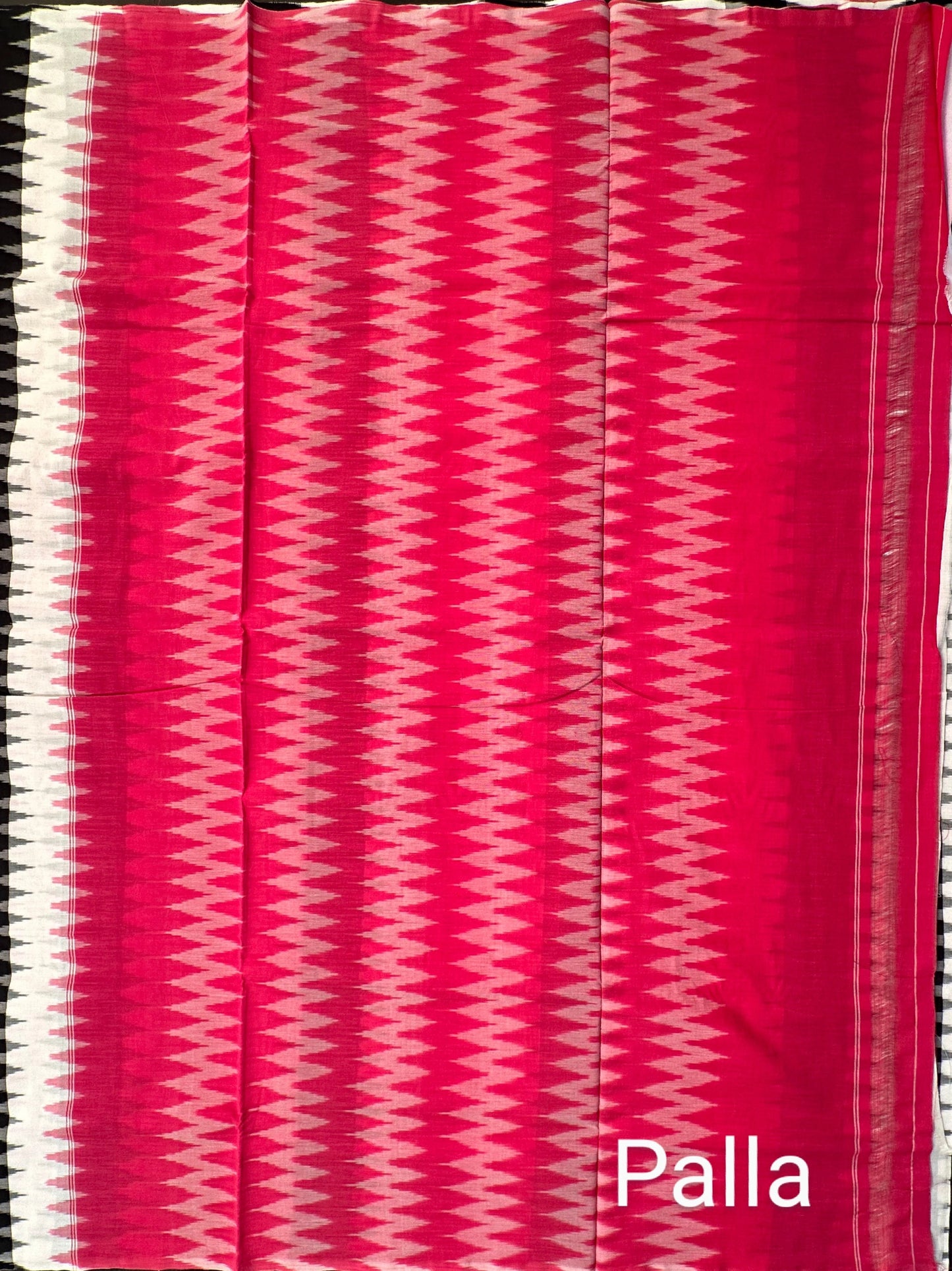 Black-Pink Ikkat Cotton Saree