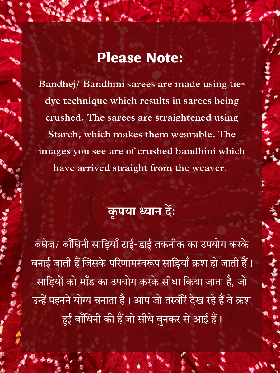 Red Bandhej Chinon Saree