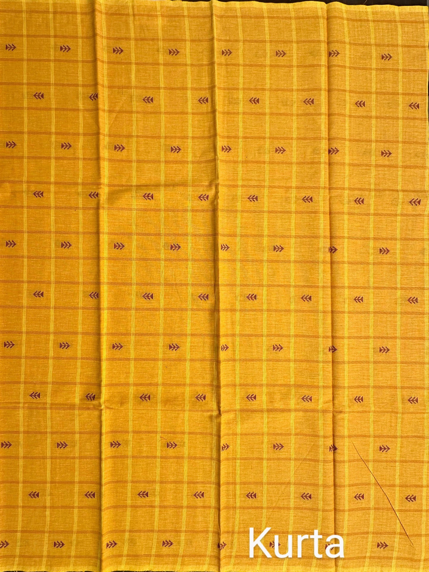 Mustard Checkered Handloom Cotton Suit