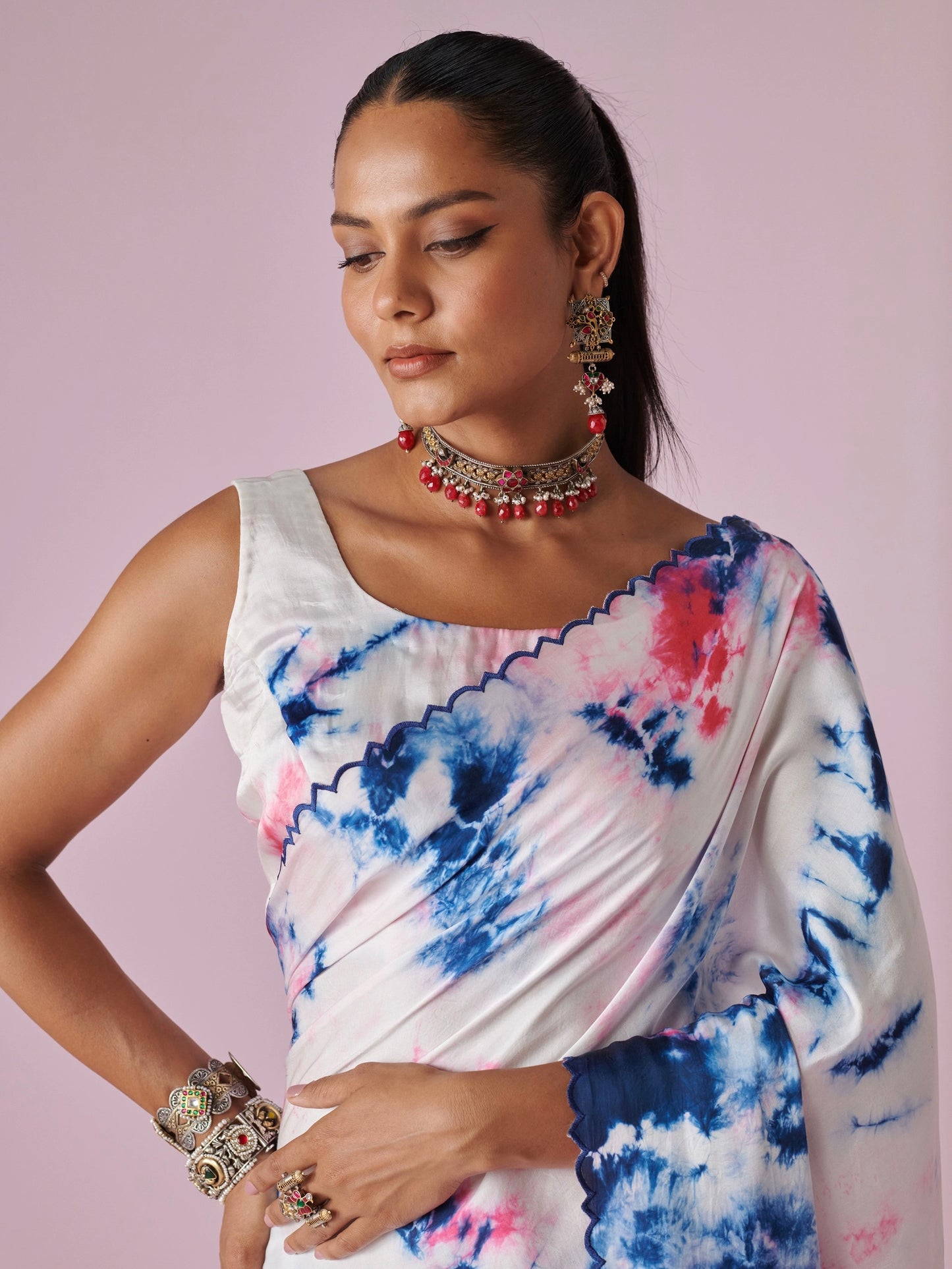 Abstract Satin Saree
