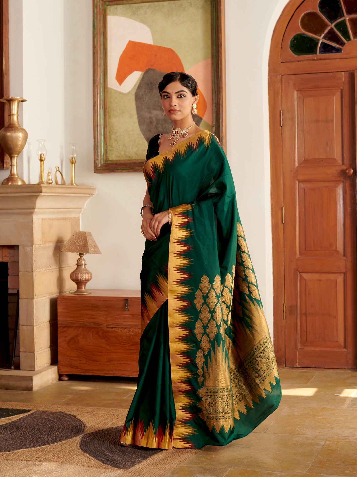 Madurai Temple Border Pure Silk Saree