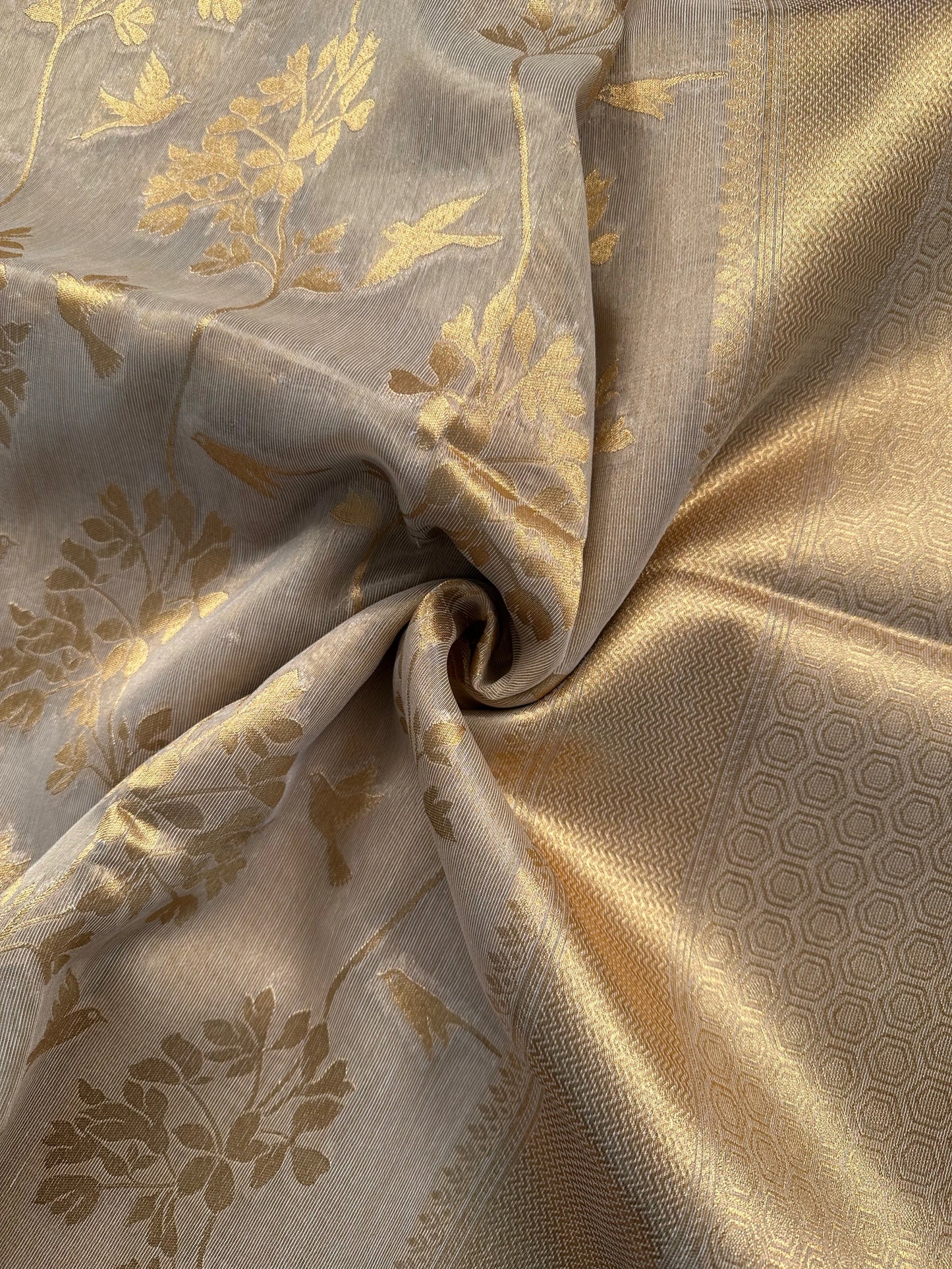 Light Gold Fancy Tissue Saree