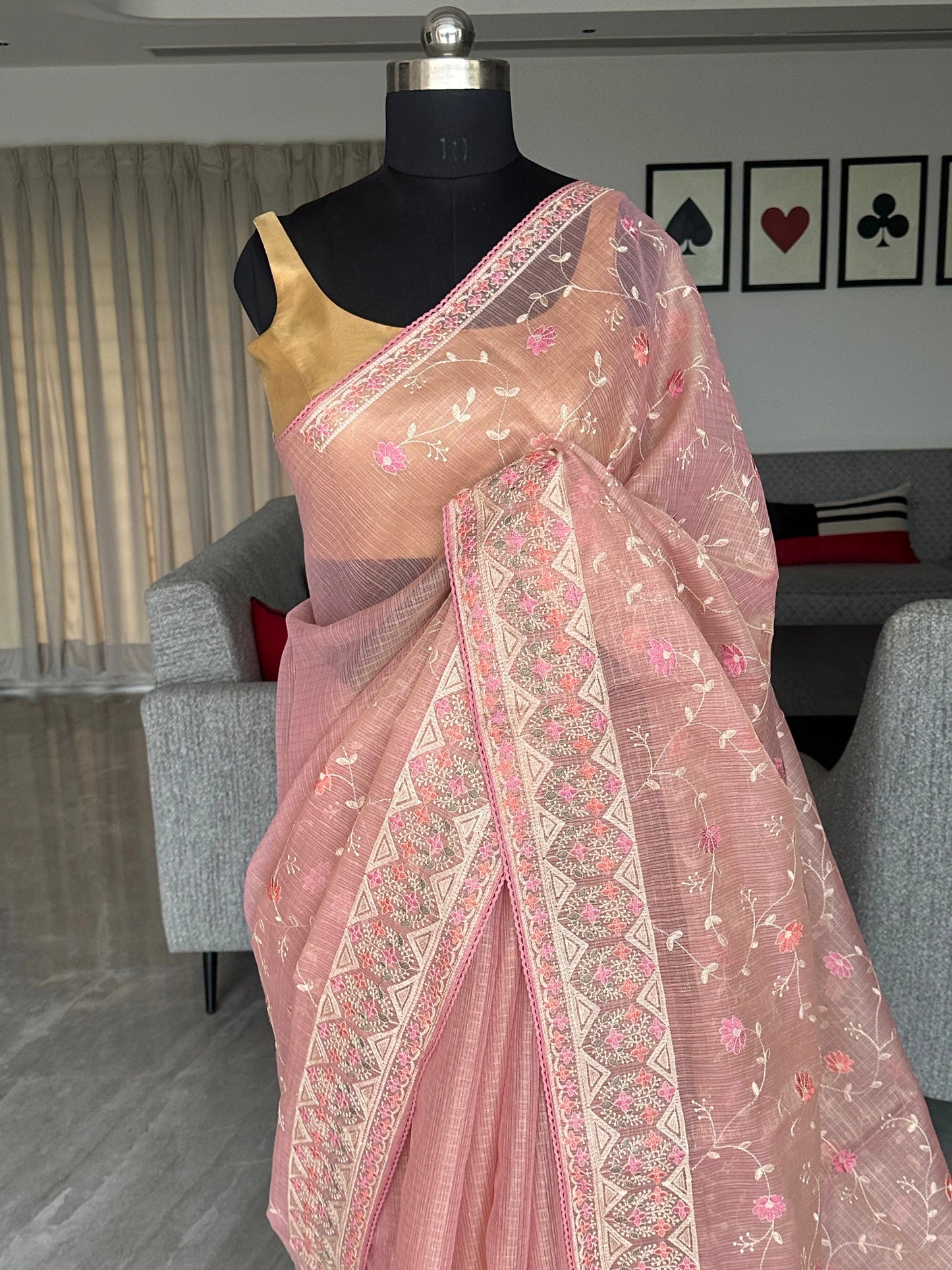 Pink Fancy Tissue Saree