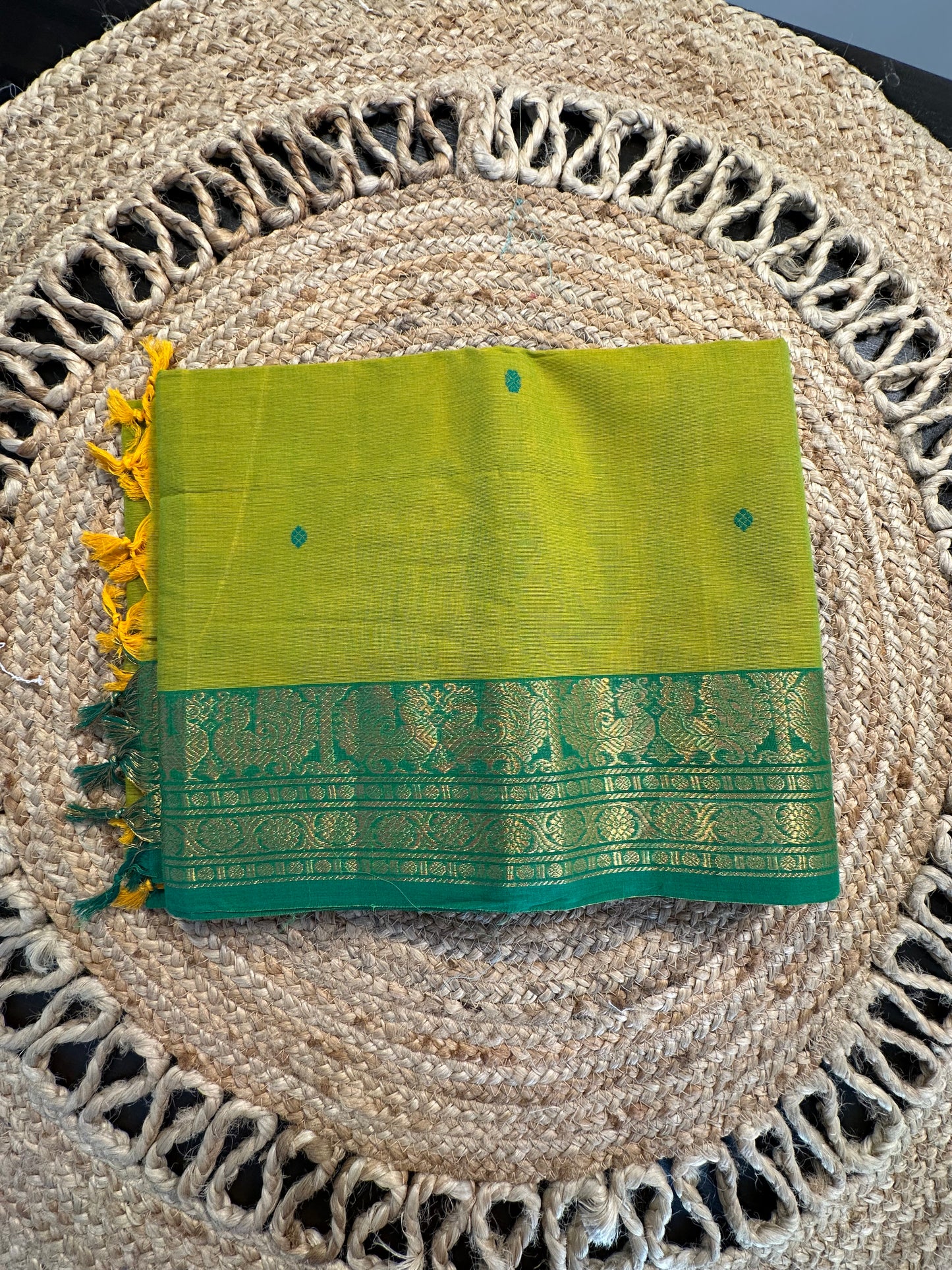 Parrot Green Naryapet Cotton Saree