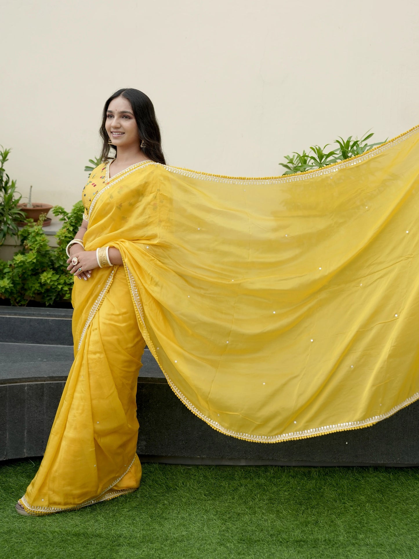 Crepe Saree with Designer Blouse