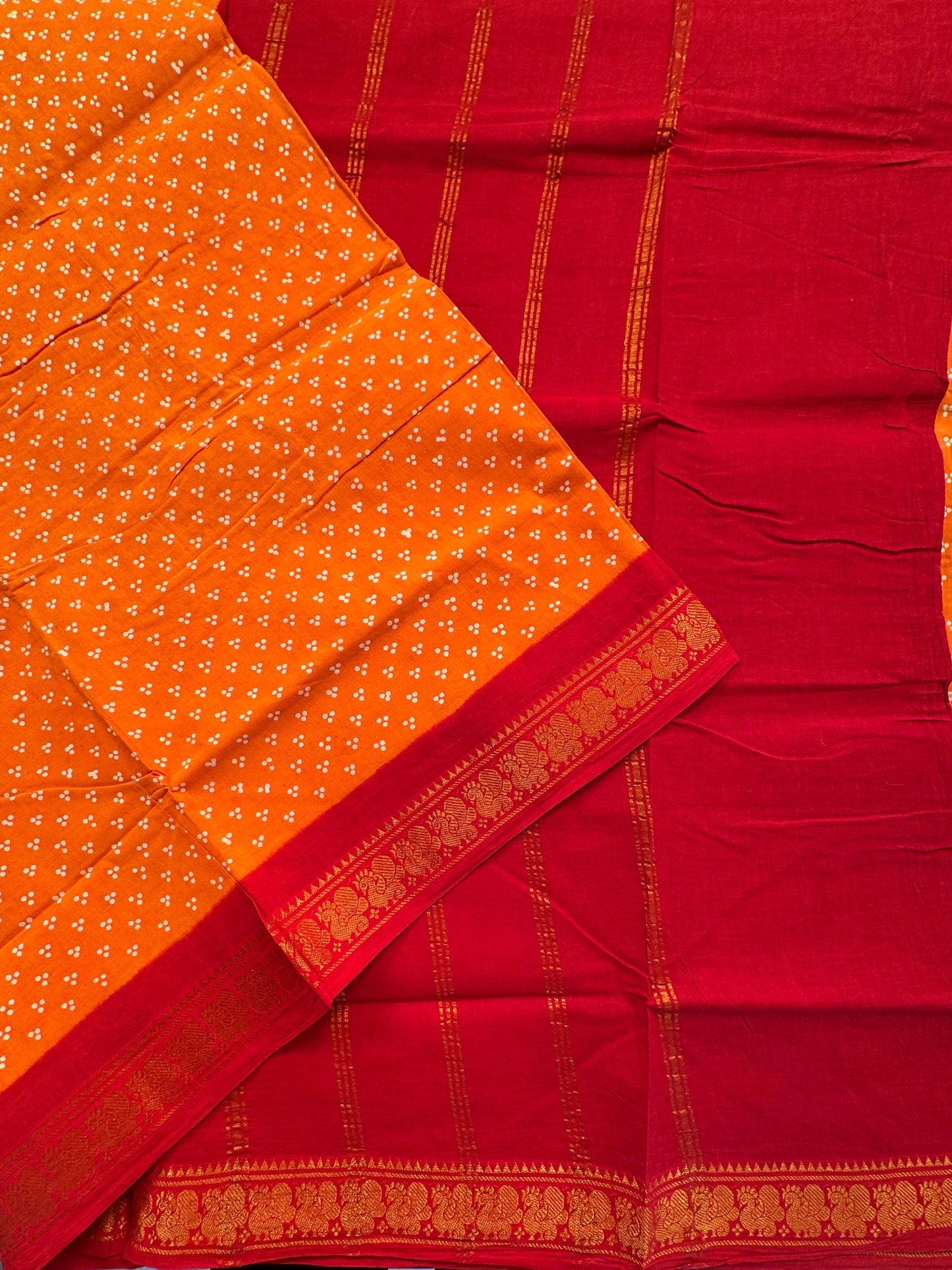 Orange Soongadi Cotton Saree