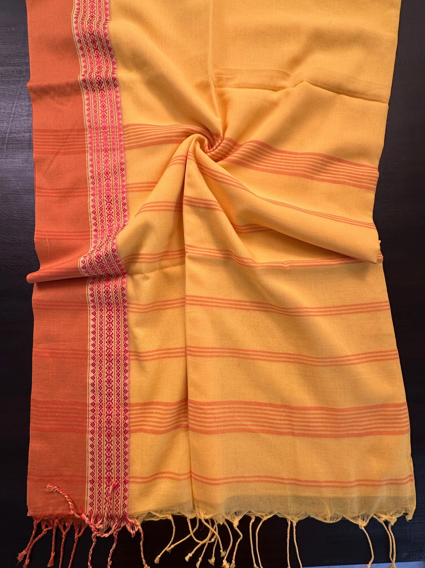 Yellow -Mustard Tripura Cotton Saree