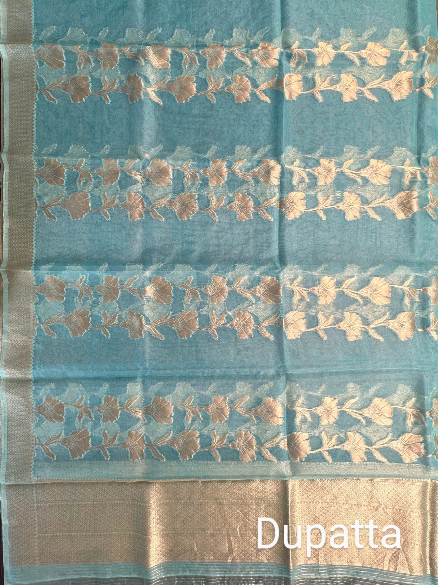 Banarasi Brocade Woven Unstitched Suit Fabric With Organza Dupatta