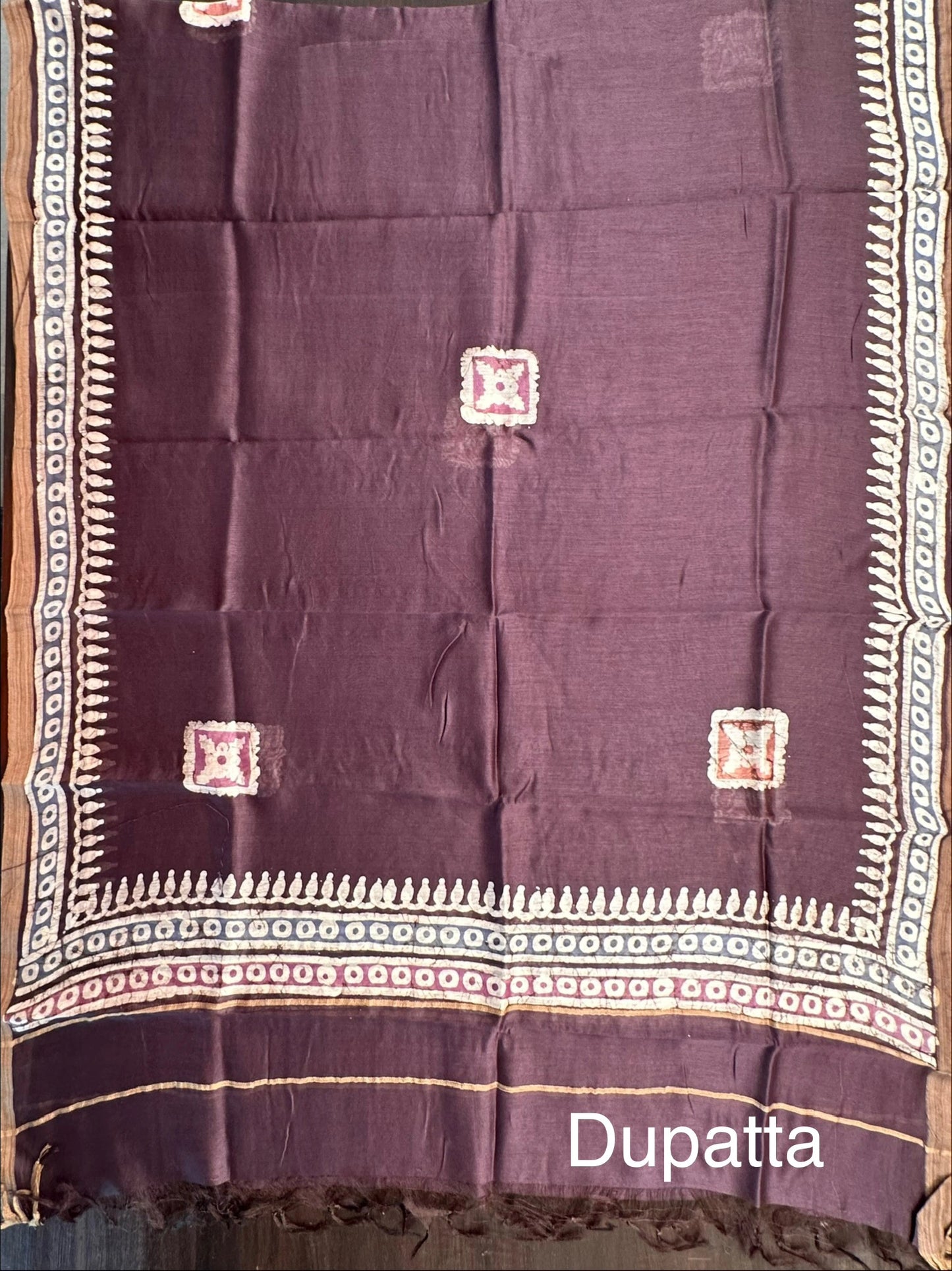 Dark Purple Trisha Printed Chanderi 3-Piece Unstitched Suit